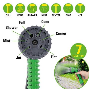 Kinzo Gartenschlauch Wasserschlauch, Multifunktionsdüse mit 7 Funktionen, dehnbarer Gartenschlauch