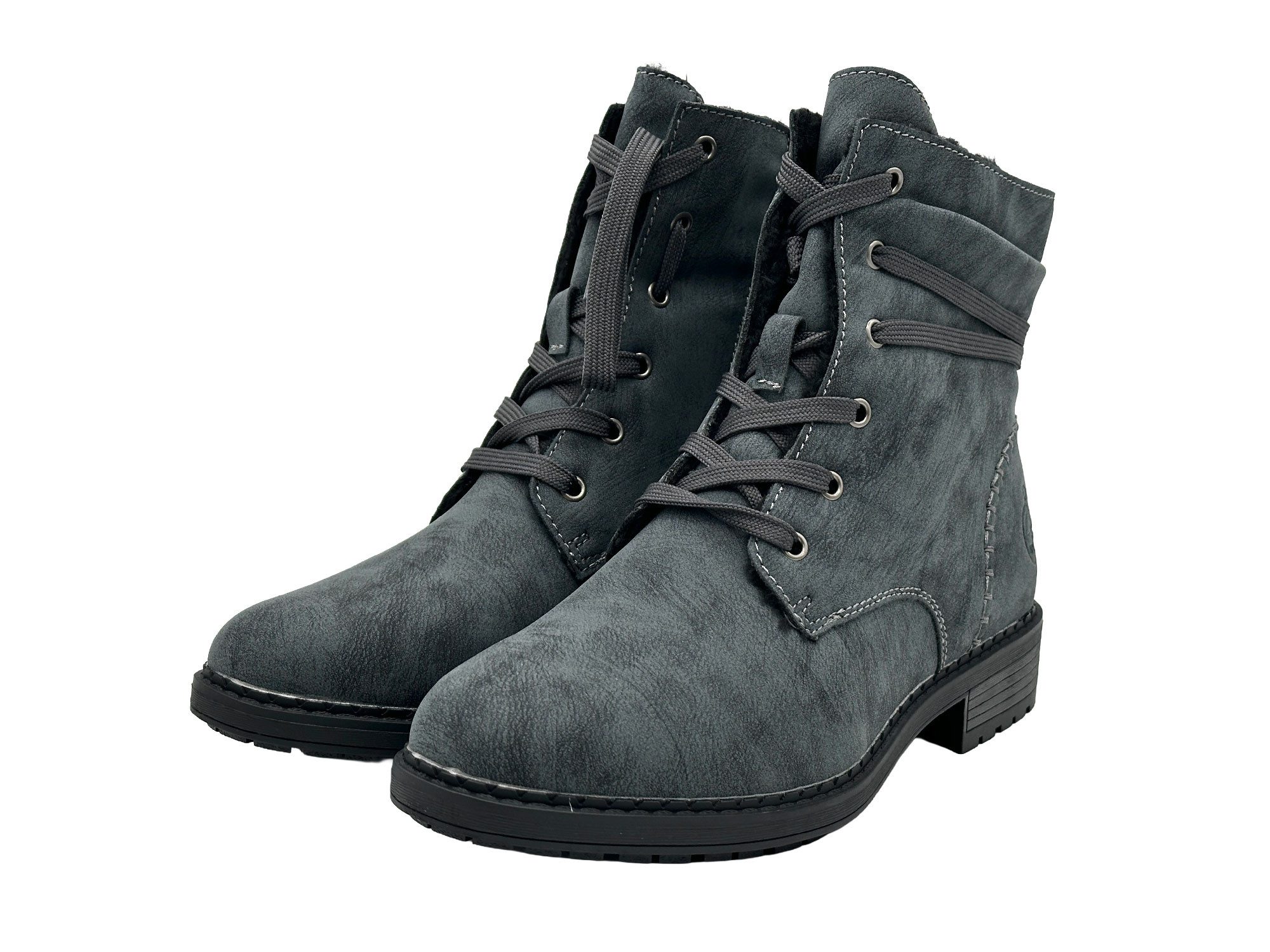 Nowaland Damen Winterstiefeletten mit Warmfutter Winterstiefelette Gefütterte Kunstleder-Stiefeletten mit seitlichem Reißverschluss