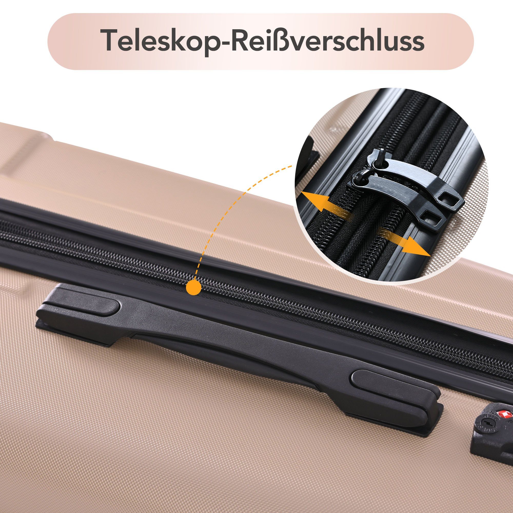 Hartschalen-Trolley Hartschalen-Handgepäck, 4 Rollen, Koffer mit TSA-Schloss und Universalrad, Erweiterbar Seitengriff