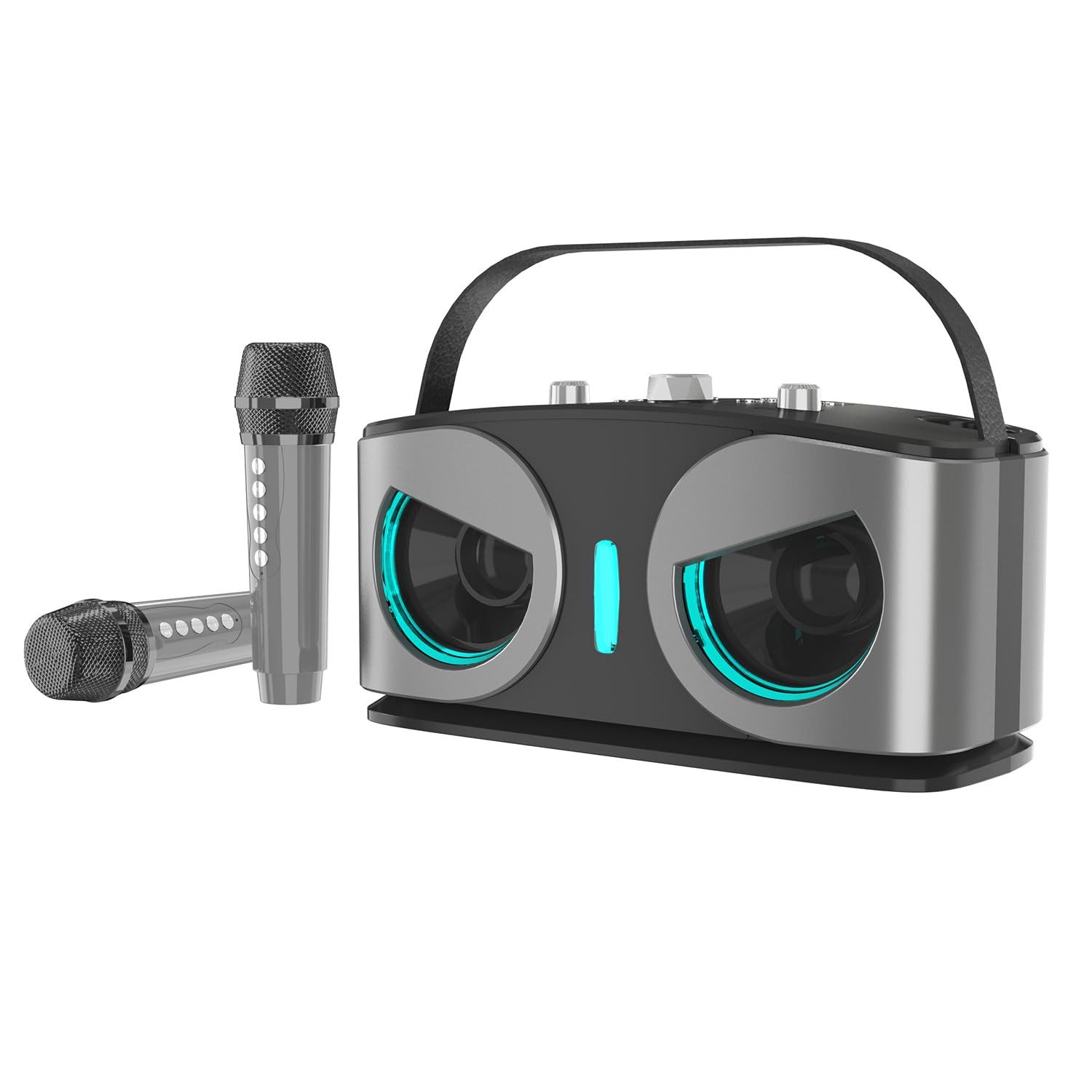 Tekoo Karaoke Maschine Set mit 2 kabellosen Mikrofonen, 20W Bluetooth & RGB Karaoke-Maschine 2.0 (Bluetooth, 20 W, Eulen-Design, Vocal Cut Funktion, RGB Lichteffekte rhythmussynchron)