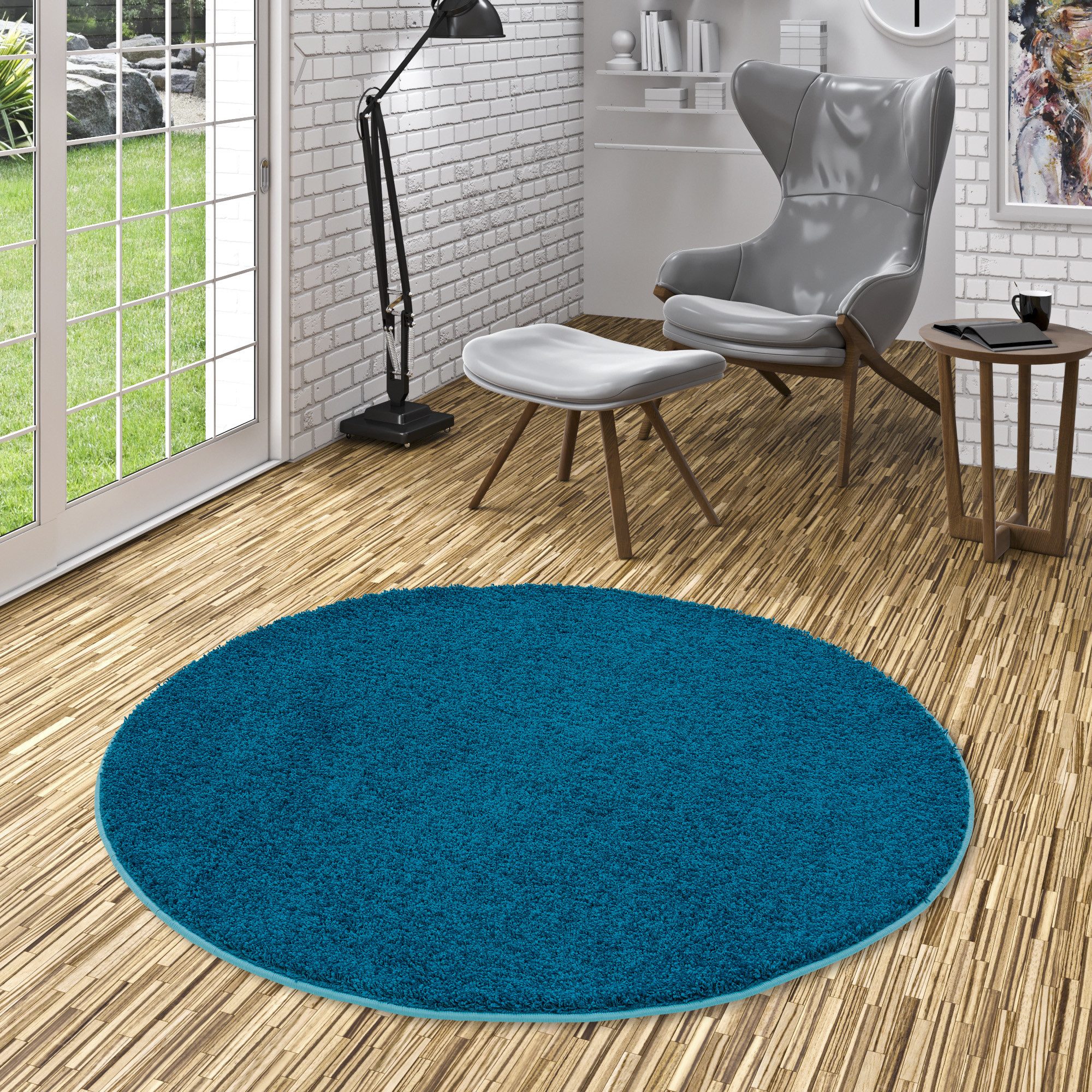 Snapstyle Hochflor-Teppich Luxus Hochflor Langflor Teppich Milano Rund, Rund, Höhe: 43 mm