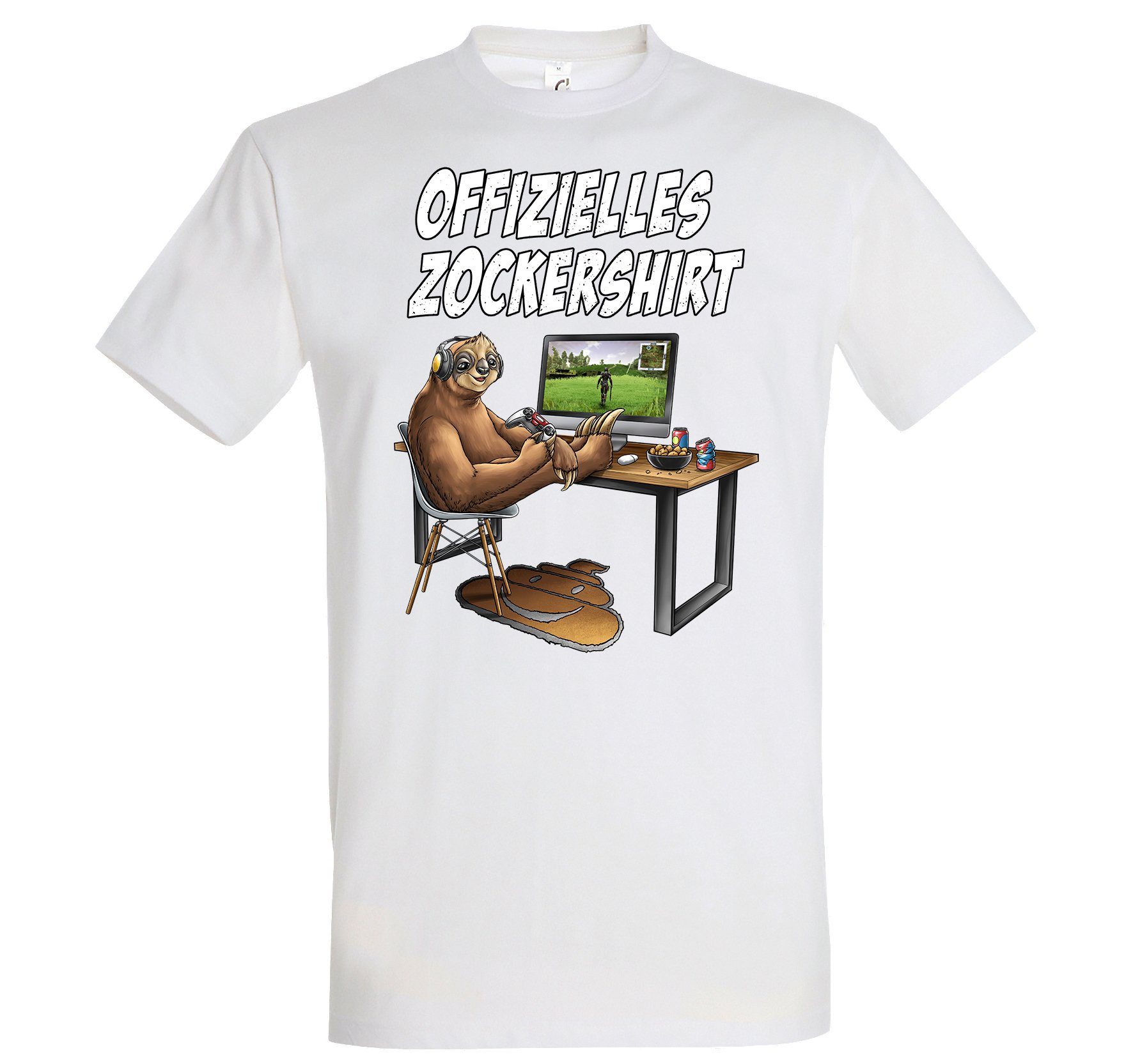 Youth Designz T-Shirt Herren mit Offizielles Gaming Frontprint Zockershirt Weiß lustigem