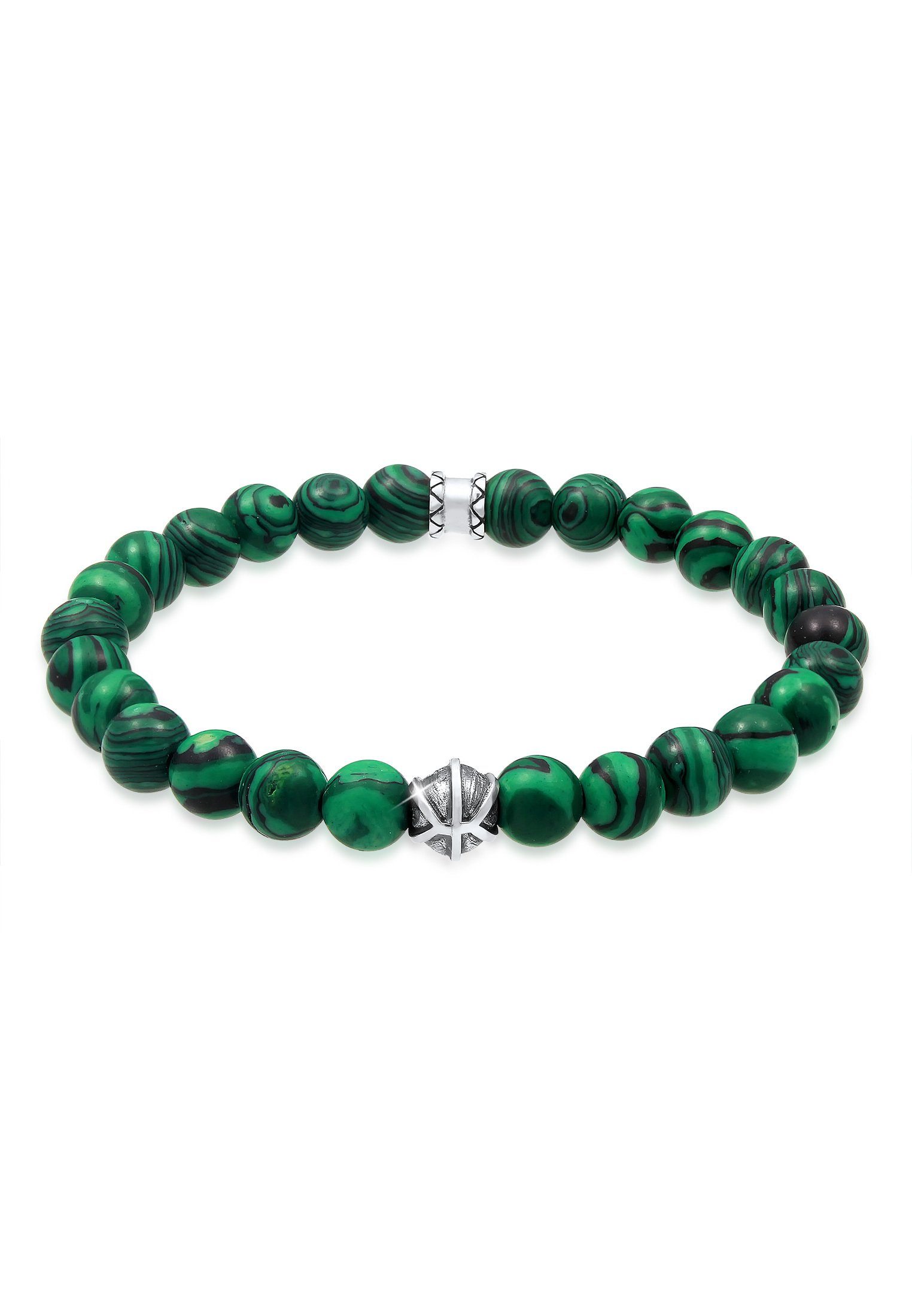 Kuzzoi Armband Herren synth. Malachit Bead Oxidiert 925 Silber
