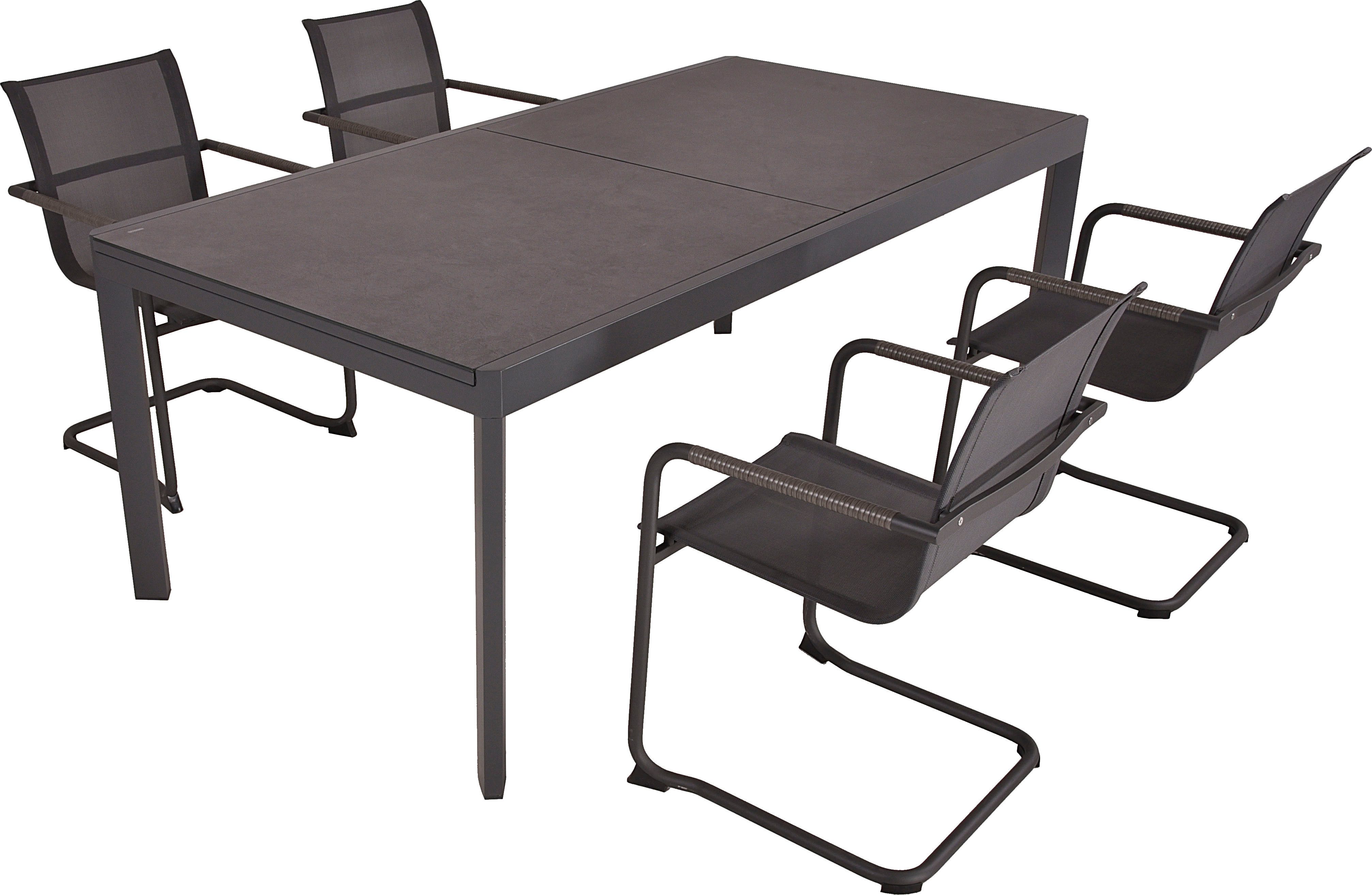 Garden Pleasure Garten-Essgruppe, Tischgruppe »NEREA«, (Set, 5-tlg), 4 Sessel, 1x Ausziehtisch LxB: 200-300 x100 cm