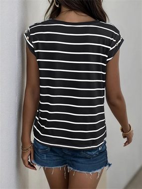 AFAZ New Trading UG Blusentop Sommermode Damen ärmelloses gestreiftes T-Shirt Fresh Breeze: Leichtes Damen-T-Shirt.