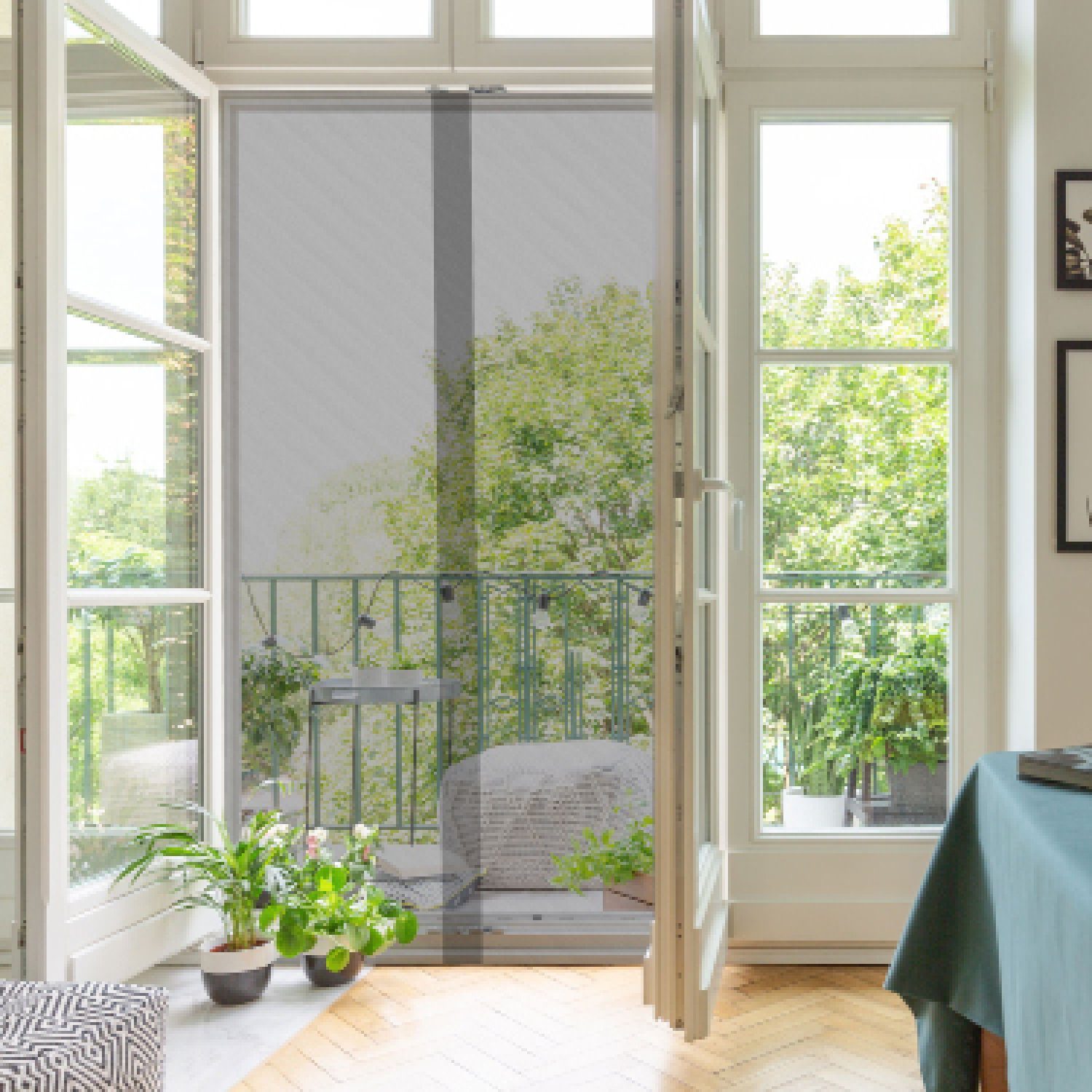 Nematek Insektenschutz-Fensterrahmen Nematek 220cm Kleben -Vorhang zu zum 120 Balkontür bis - Schwarz Fliegennetz Polyester x