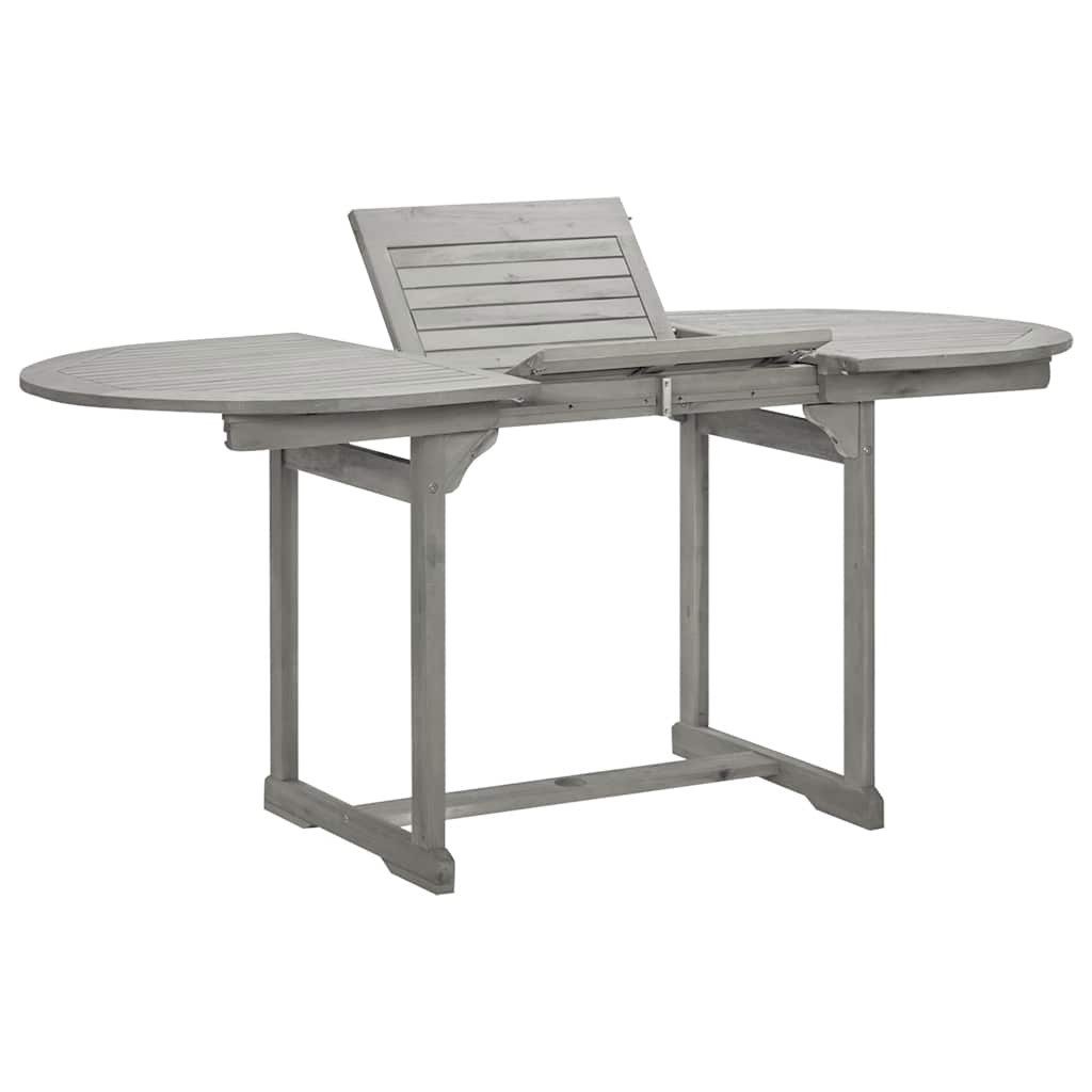 furnicato Esstisch Garten-aus Echtholz (120-170) x 80 x 75 cm in Grau (1-St), Witterungsbeständiger Outdoor-Tisch, erweiterbar mit integriertem Loch