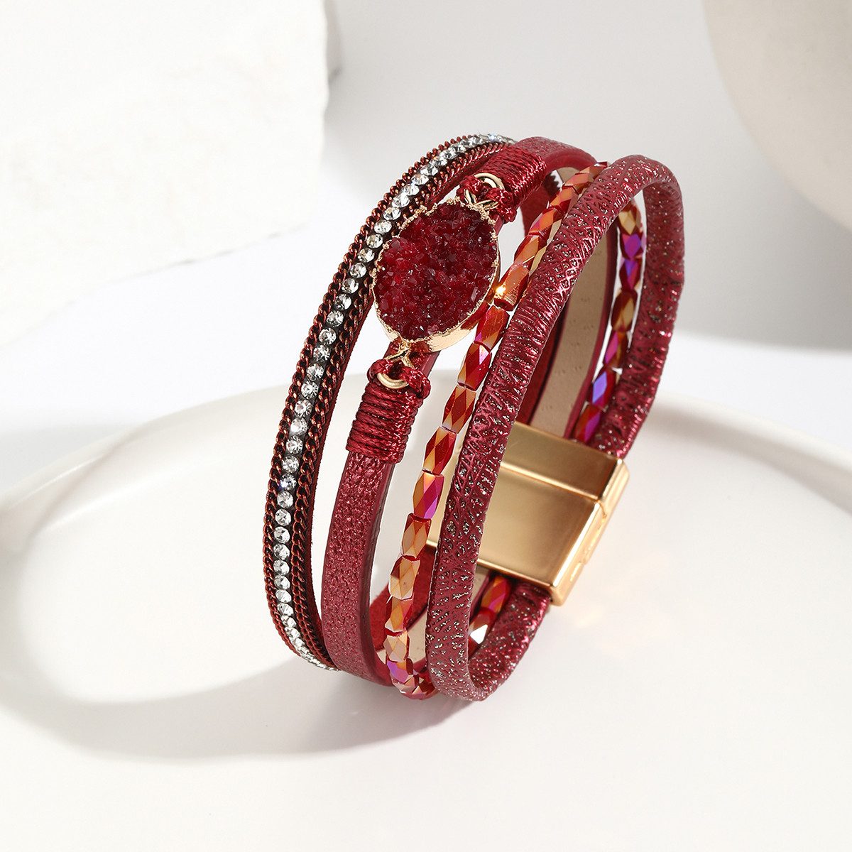 KARMA Lederarmband Damenarmband Wickelarmband Damen Magnetverschluss günstig online kaufen