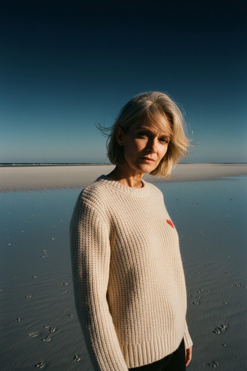 six-o-seven Strickpullover Valentine Grobstrick-Pullover mit Herzmotiv Beig günstig online kaufen