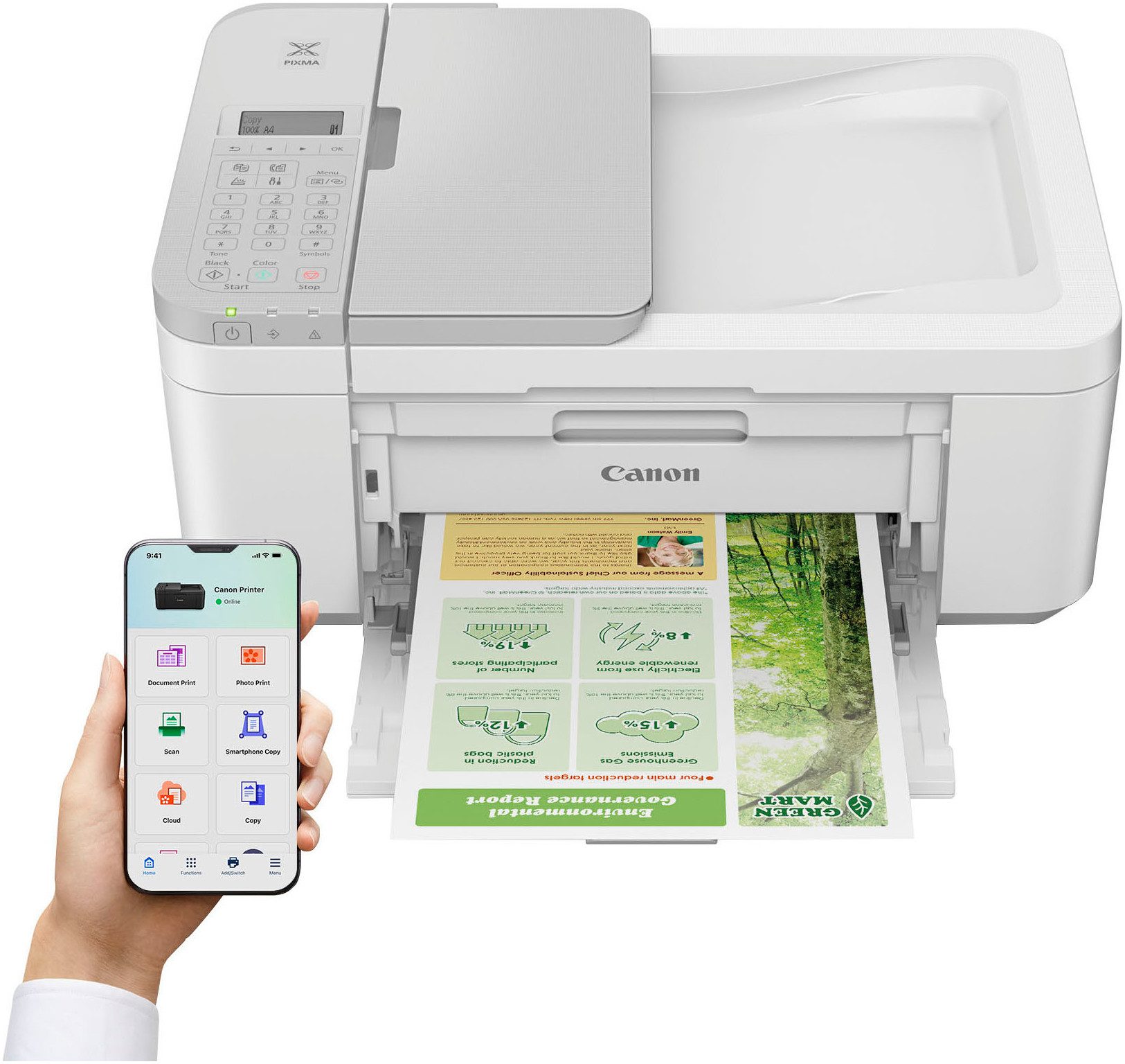 Canon PIXMA TR4756i Multifunktionsdrucker, (WLAN (Wi-Fi), Wi-Fi Direct, 4in1 Tintenstrahl-Multifunktionsgerät mit ADF, weiß/grau)