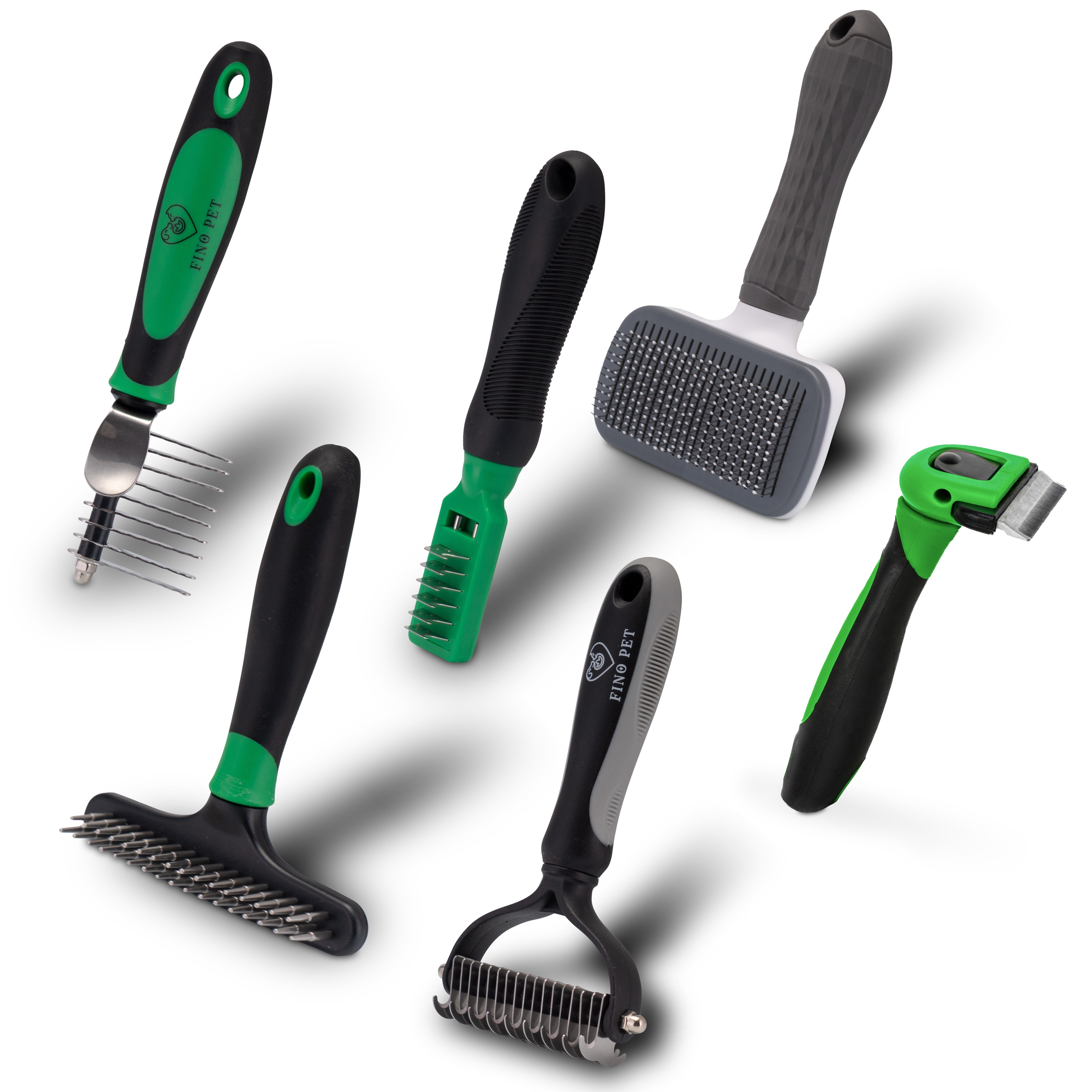 FinoPet Fellbürste FinoPet Aktions-Set mit Hundebürste Katzenbürste Entfilzungsbürsten, Edelstahl, (Langhaar Kurzhaar Unterwolle Bürsten, Tierhaarentferner, Hunde Zubehör oder Katzen Zubehör im Set Hundebürsten Katzenbürsten, 6-tlg), Langhaar, Kurzhaar, Unterwolle, Unterfell, Entfilzung