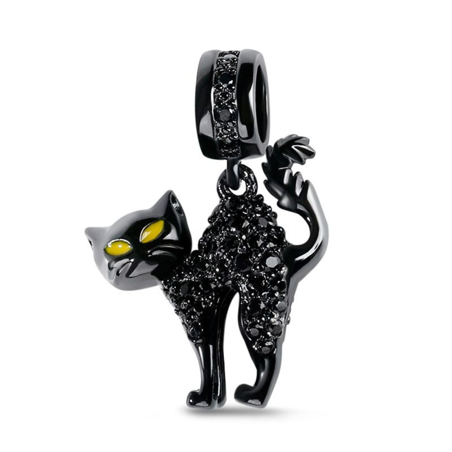 Gnoce Bead Gnoce Charm Anhänger Schwarze Katze CSC004 Silber geschwärzt