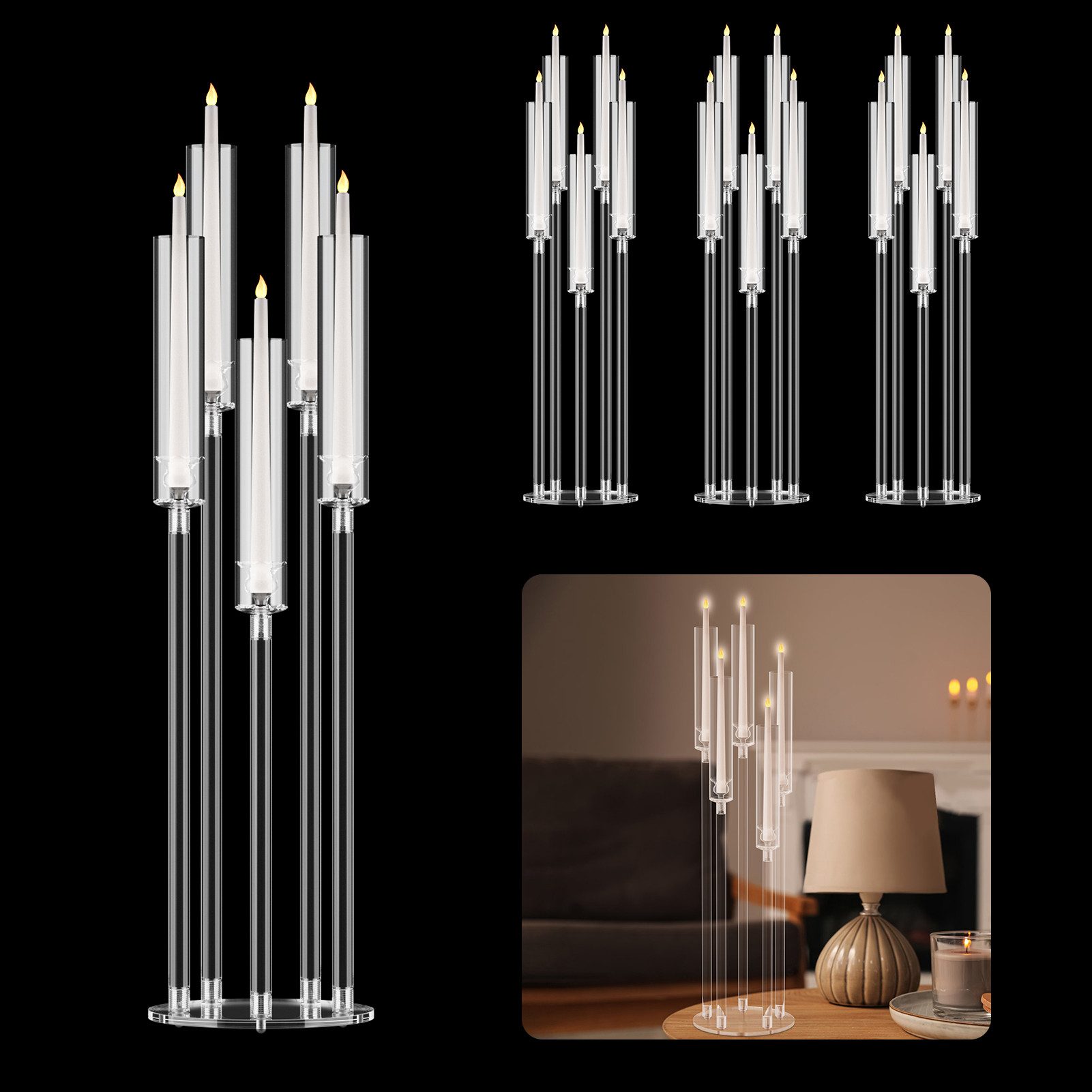 Rutaqian Kerzenhalter 4 Stück Kandelaber Mittelstücke,Großer Kandelaber mit günstig online kaufen