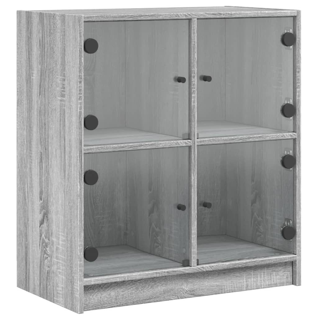 vidaXL Beistellschrank Beistellschrank mit Glastüren Grau günstig online kaufen
