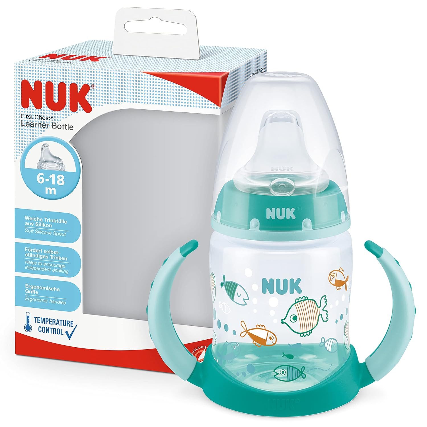 NUK Trinkflasche NUK Trinklernflasche 150ml – Fische-Motiv, leicht & sicher