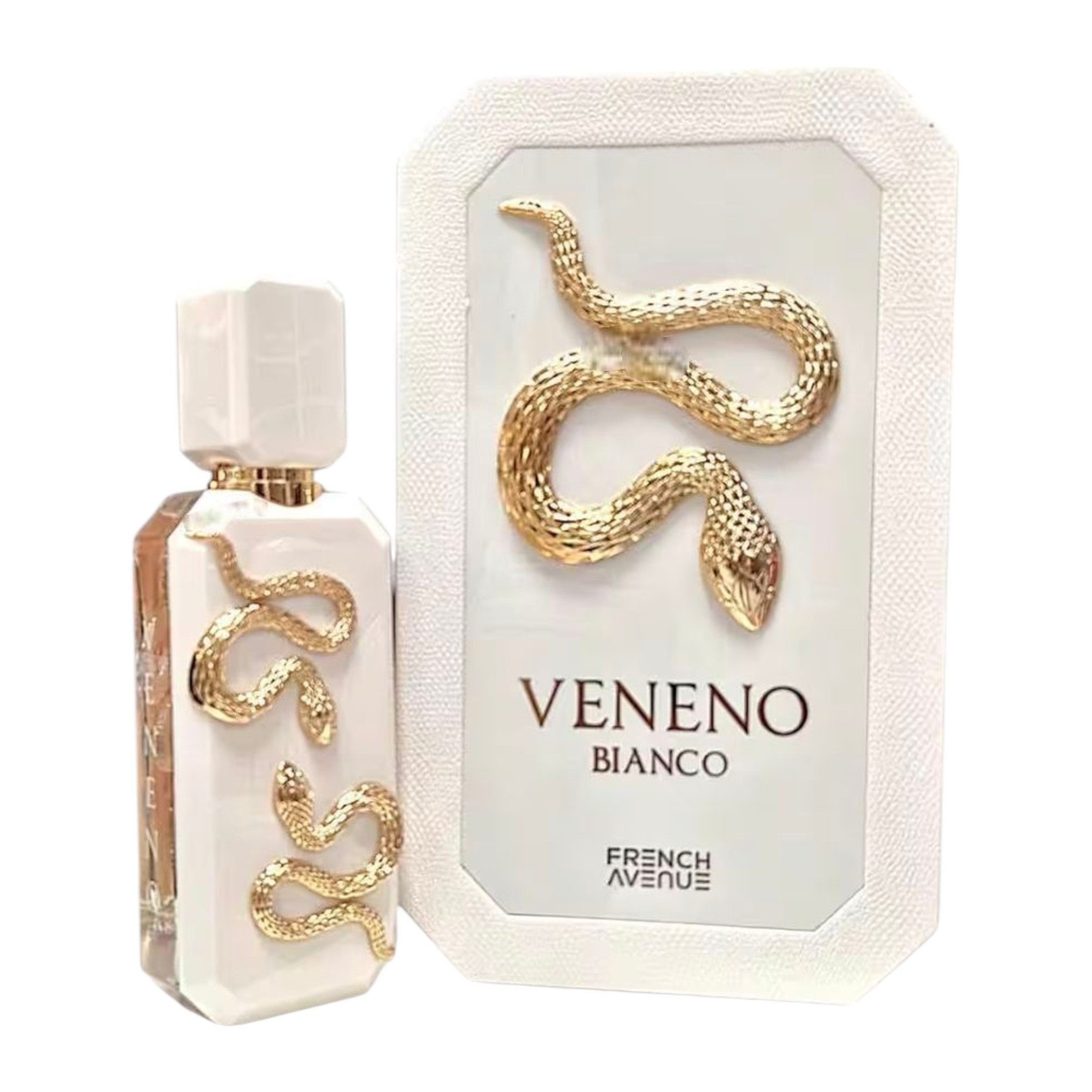Fragrance World Duft-Set Veneno Blanco, Scarlet EDP 100ml + Parfümzerstäuber leer1 Stk, 1-tlg.