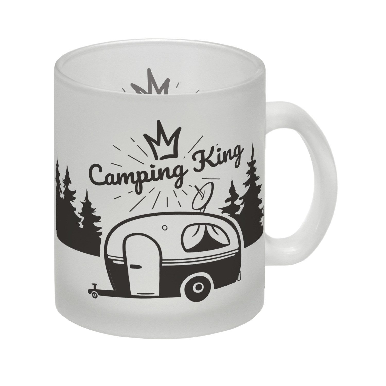 Tasse Camping King Glas Tasse mit wunderschönen Reisemotiven
