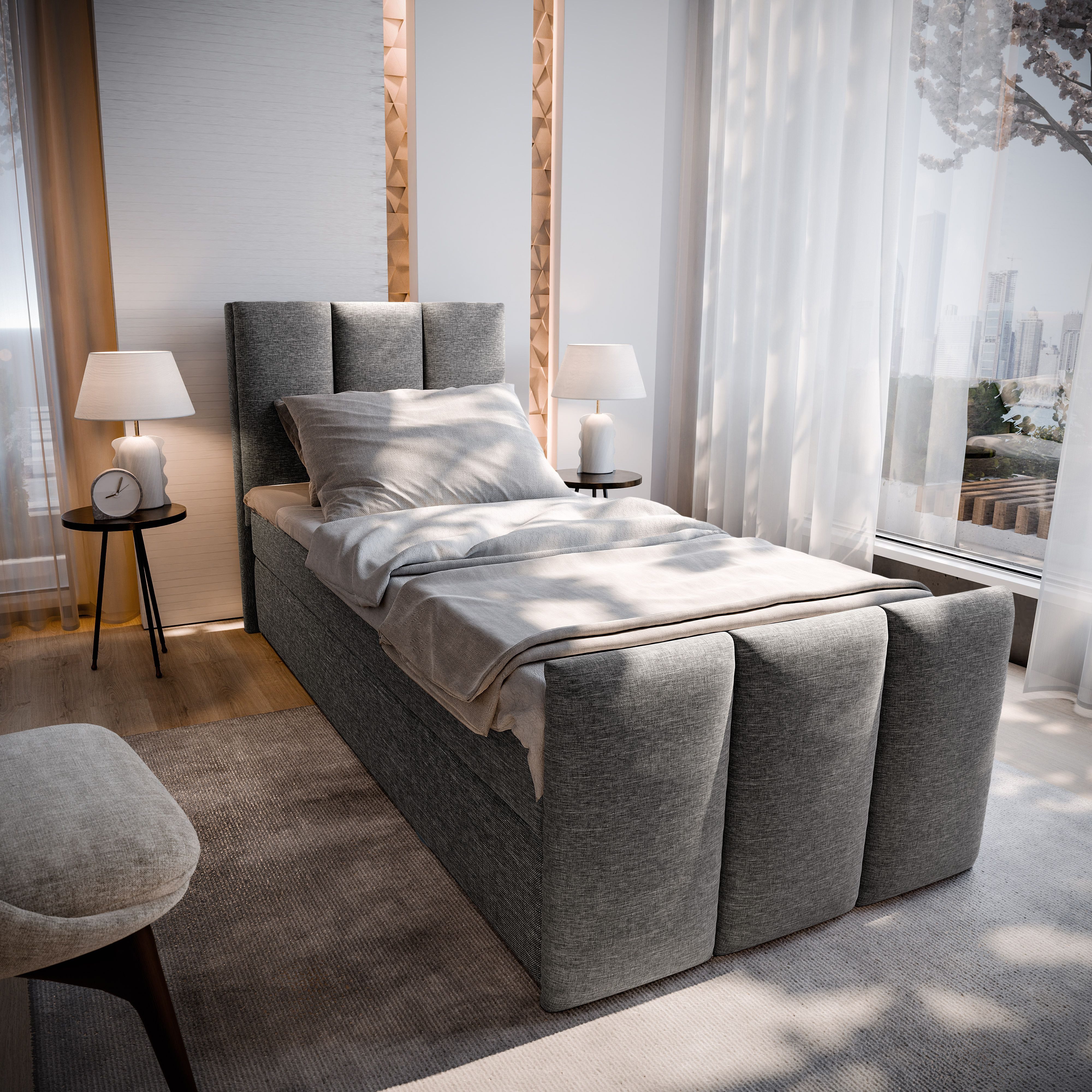 Masseno Boxbett LAGO 100x200 cm mit Bonell Matratze und Topper günstig online kaufen