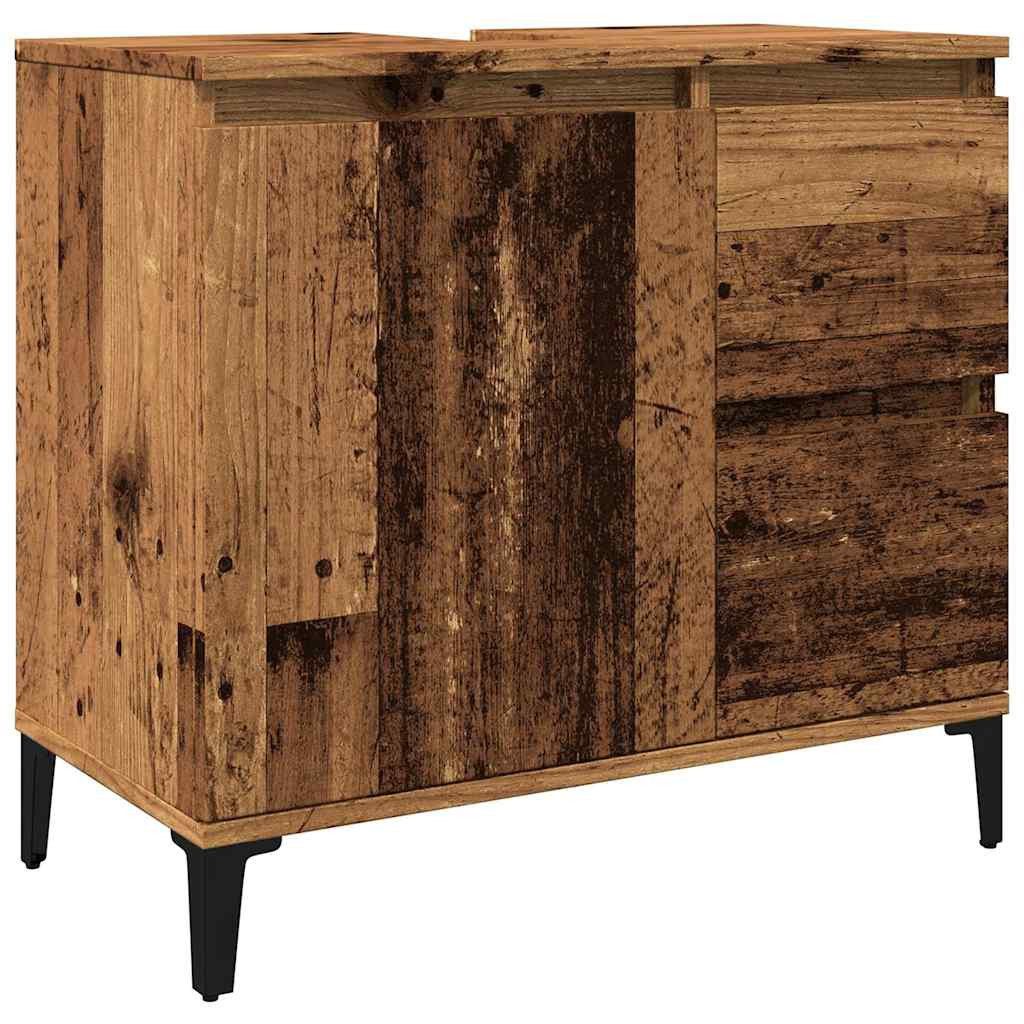 Badezimmerspiegelschrank Waschbeckenunterschrank Altholz-Optik 65x33x60 cm Holzwerkstoff