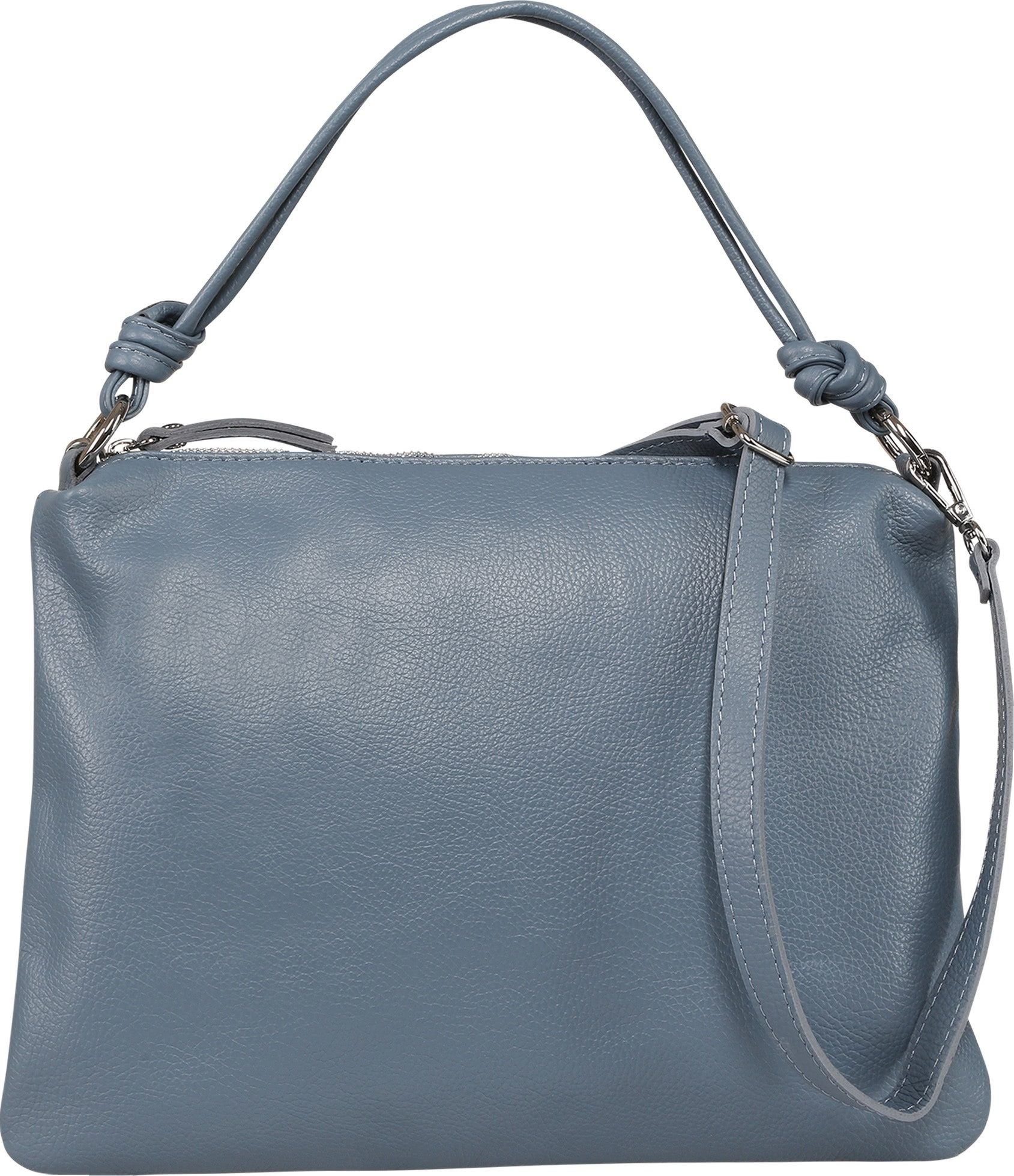 Toscanto Schultertasche Toscanto Damen Schultertasche Leder (Schultertasche), Damen Leder Schultertasche, blau ca. 37cm