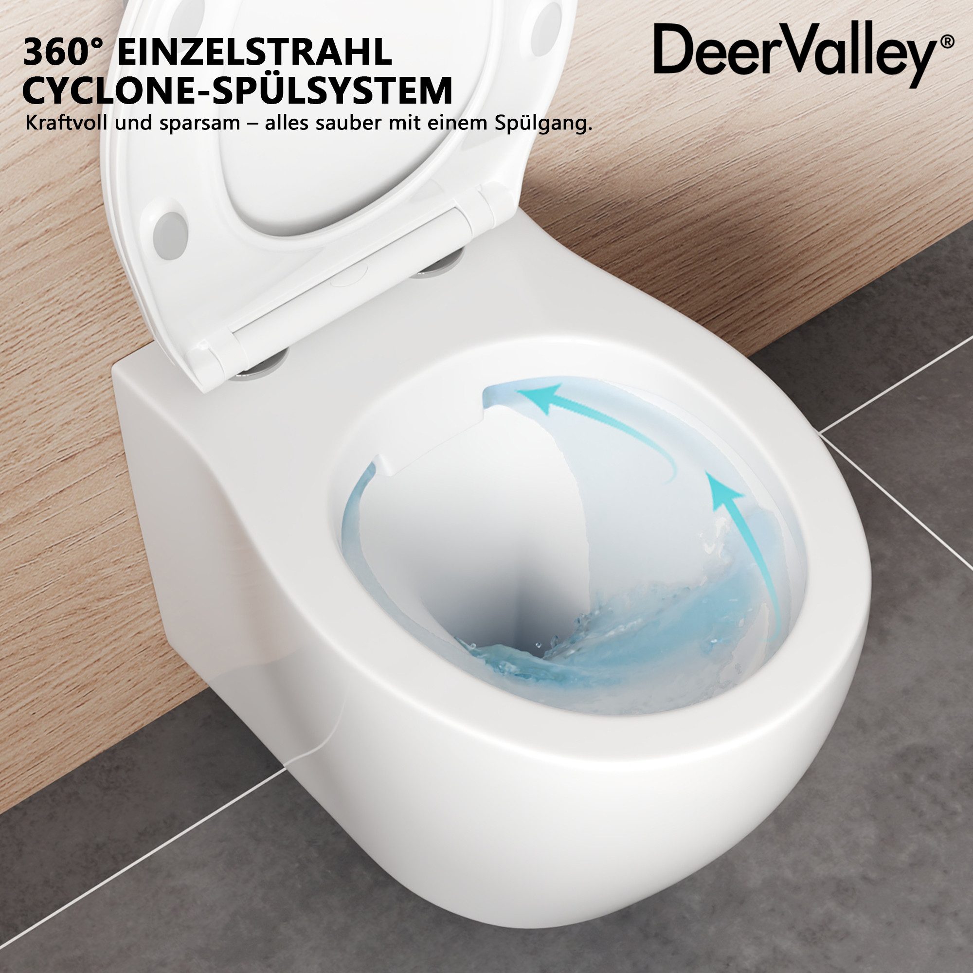 DeerValley Tiefspül-WC DeerValley Hänge WC Spülrandlos, Hänge, Packung, Wassertank nicht enthalten – Bild 4 von 5
