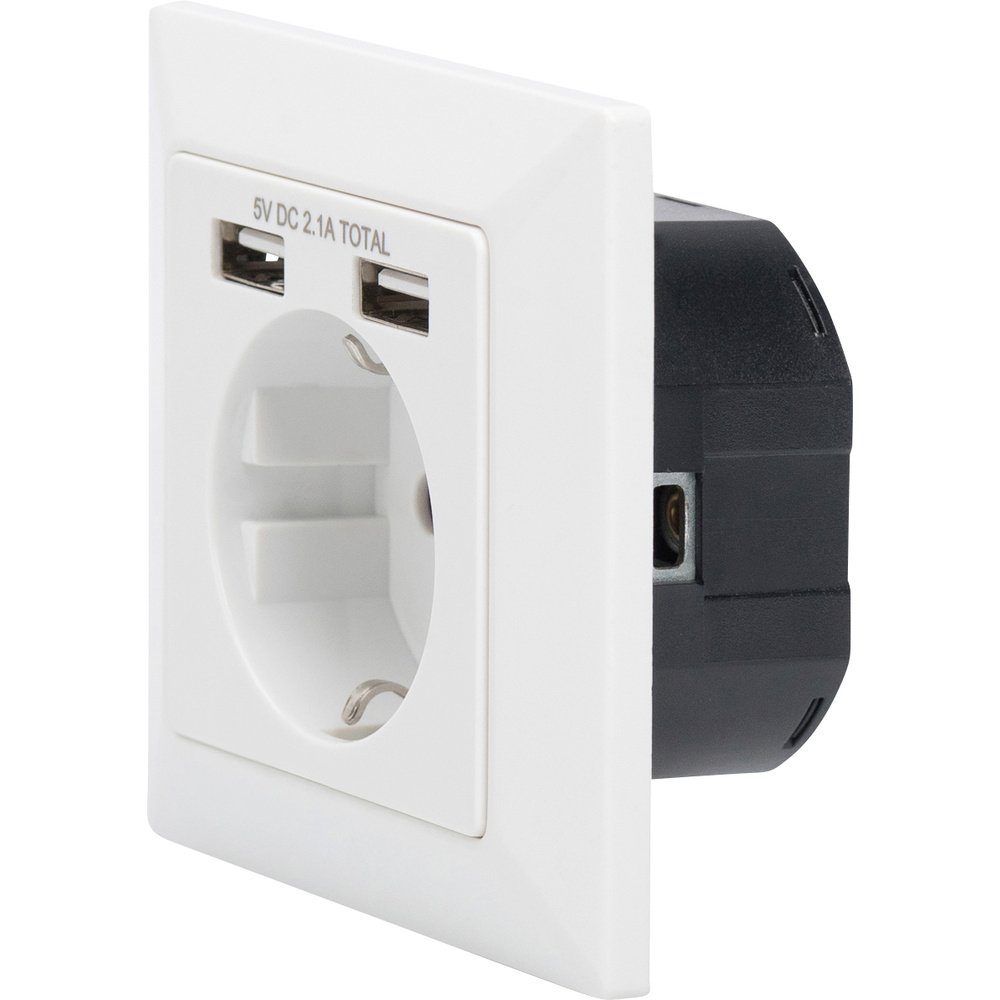 Steckdose Digitus DA-70613 Unterputz-Steckdose mit USB Weiß