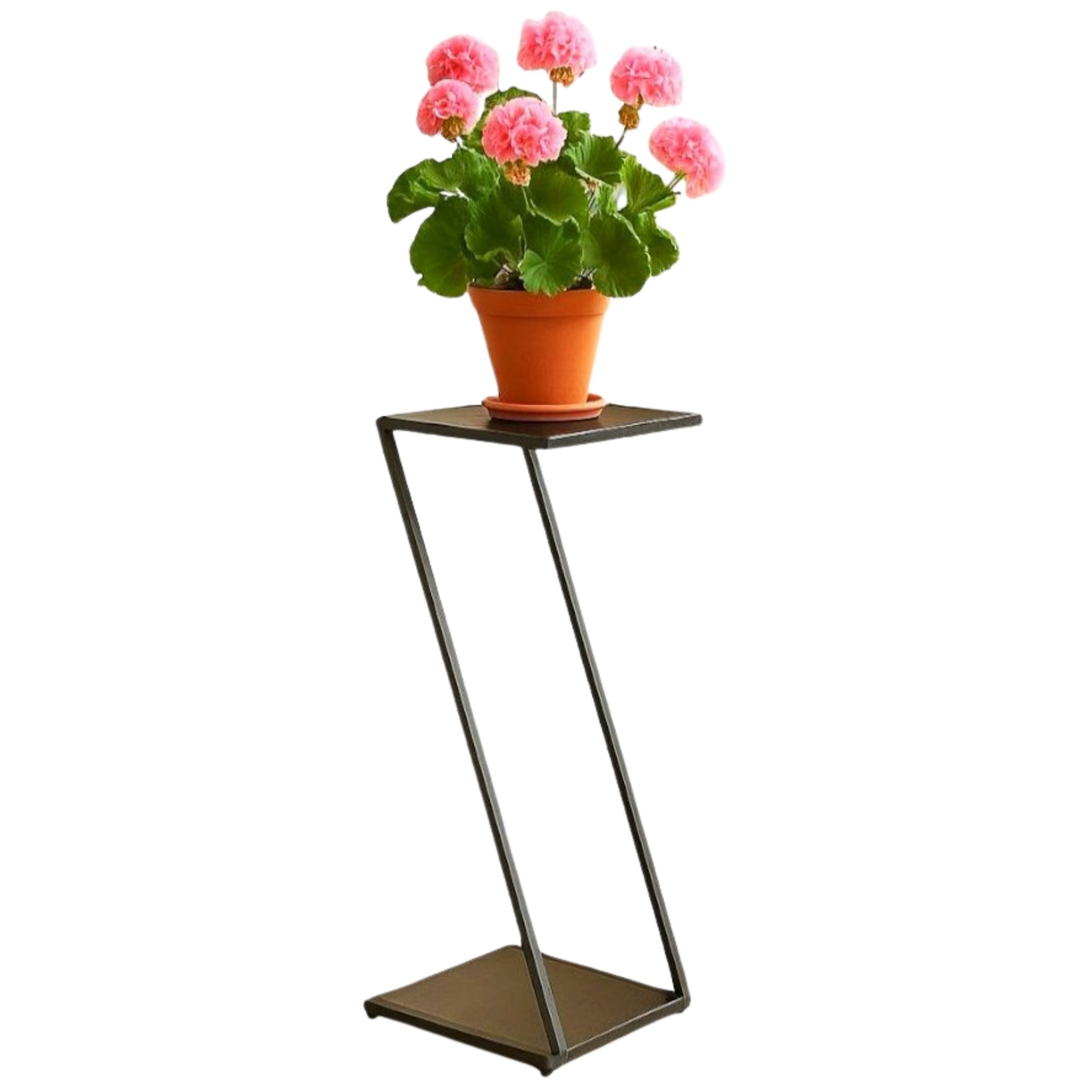 DanDiBo Blumenständer Metall Schwarz Eckig 80 cm Z-Form 96641 Pflanzenständer Blumenhocker, Beistelltisch Design Modern
