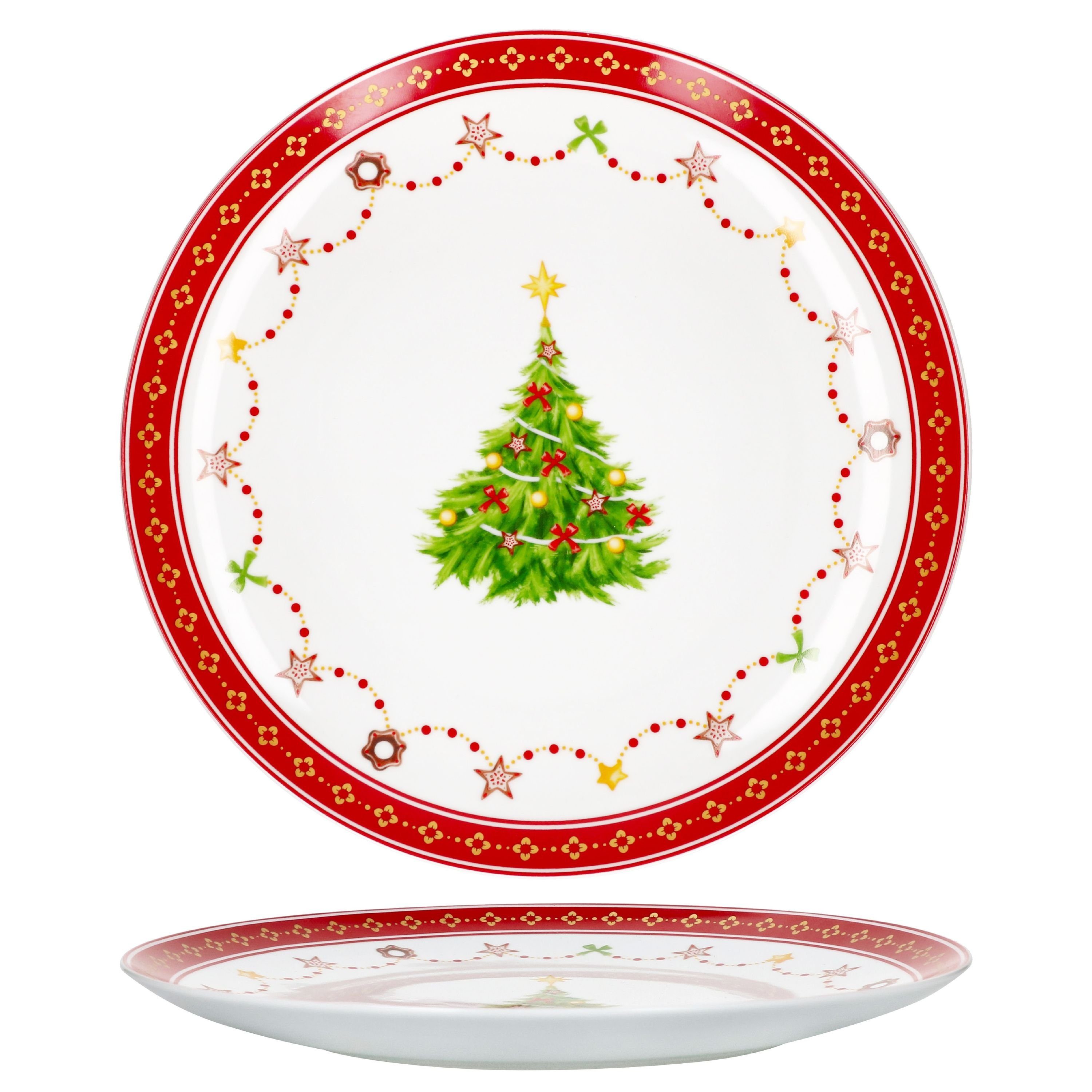 MamboCat Servierplatte 6x Weihnachtstraum Gebäckteller Porzellan 6 Personen, Porzellan