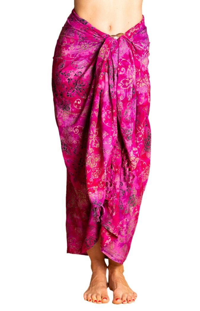 PANASIAM Pareo Sarong Wachsbatik oder, in tragbar Überwurf B016 dream Cover-up Strandkleid für Größen pinkish auch großen den Strand Bikini als Strandtuch Tuch Wrap