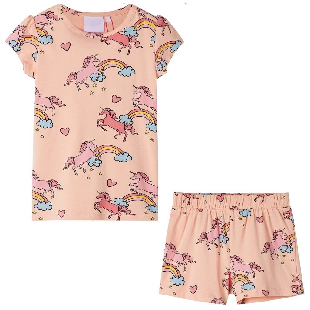 Pyjama Kinderpyjama mit Kurzen Ärmeln Hellorange 92