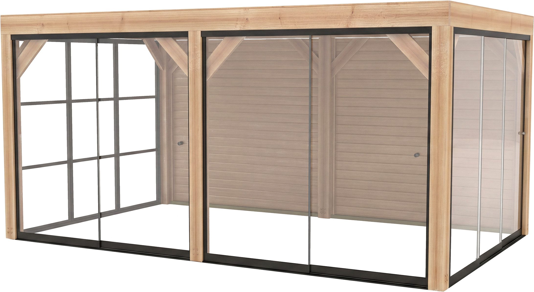 weka Holzpavillon Lumley Lauben-Set Gr. 3.3, mit 3 Seitenteilen, BxTxH: 307x499x245 cm