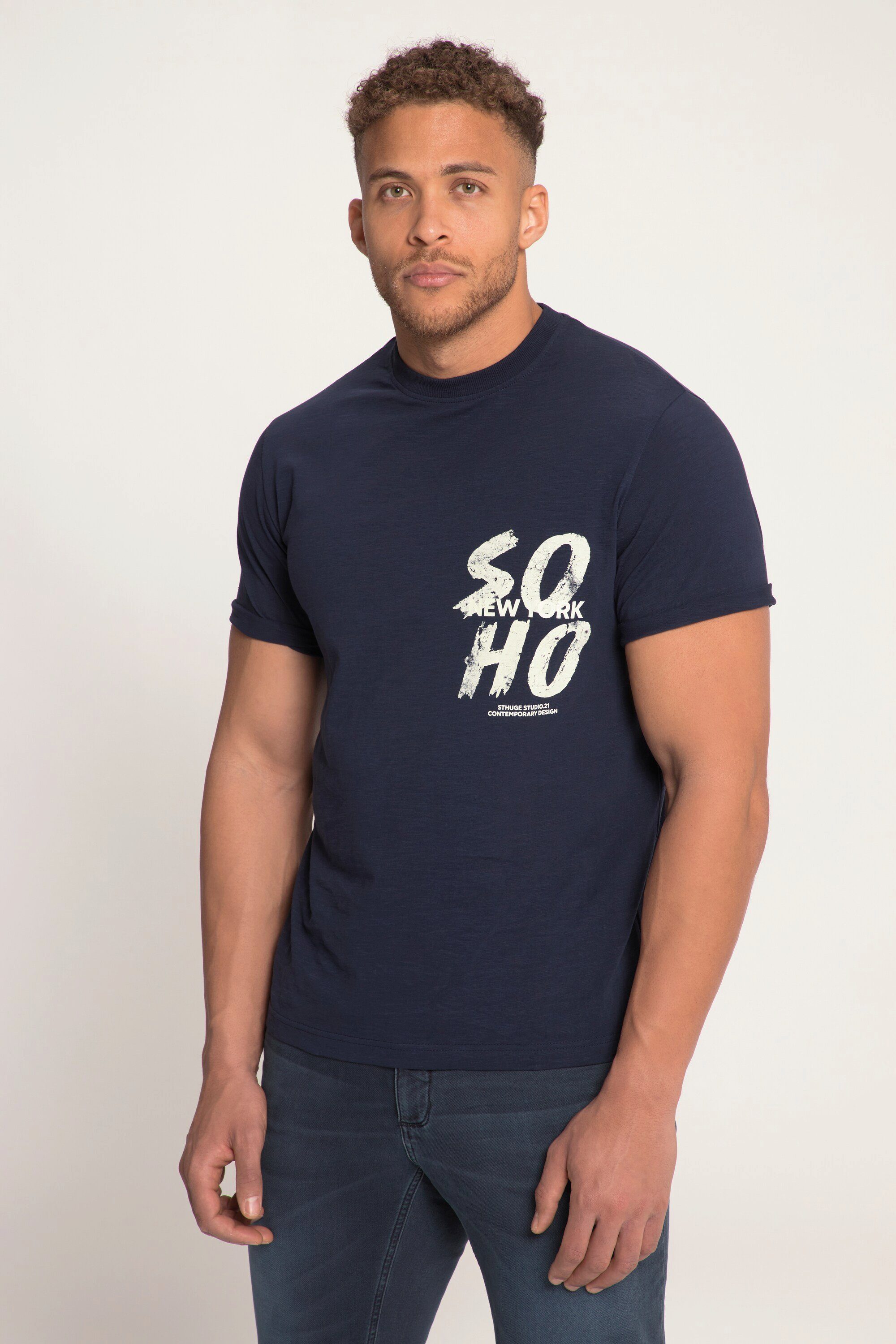 Brustprint STHUGE Rundhals STHUGE Halbarm T-Shirt T-Shirt