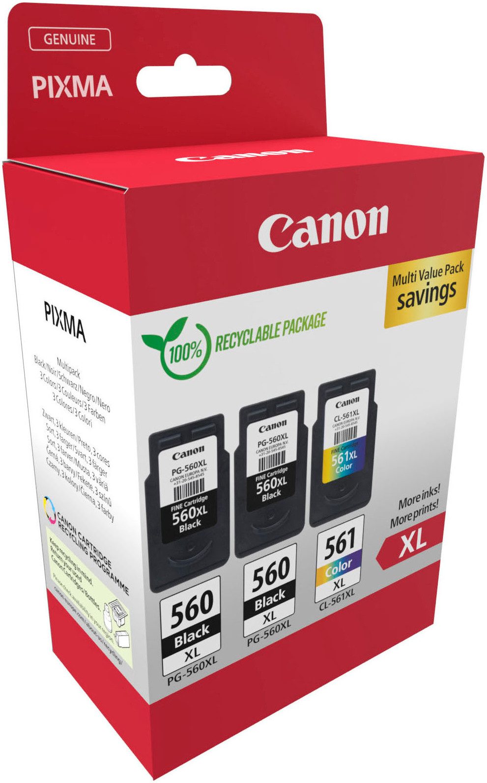 Canon PG-560XL x2/CL-561XL Triple Pack Tintenpatrone (Packung, 3-tlg)