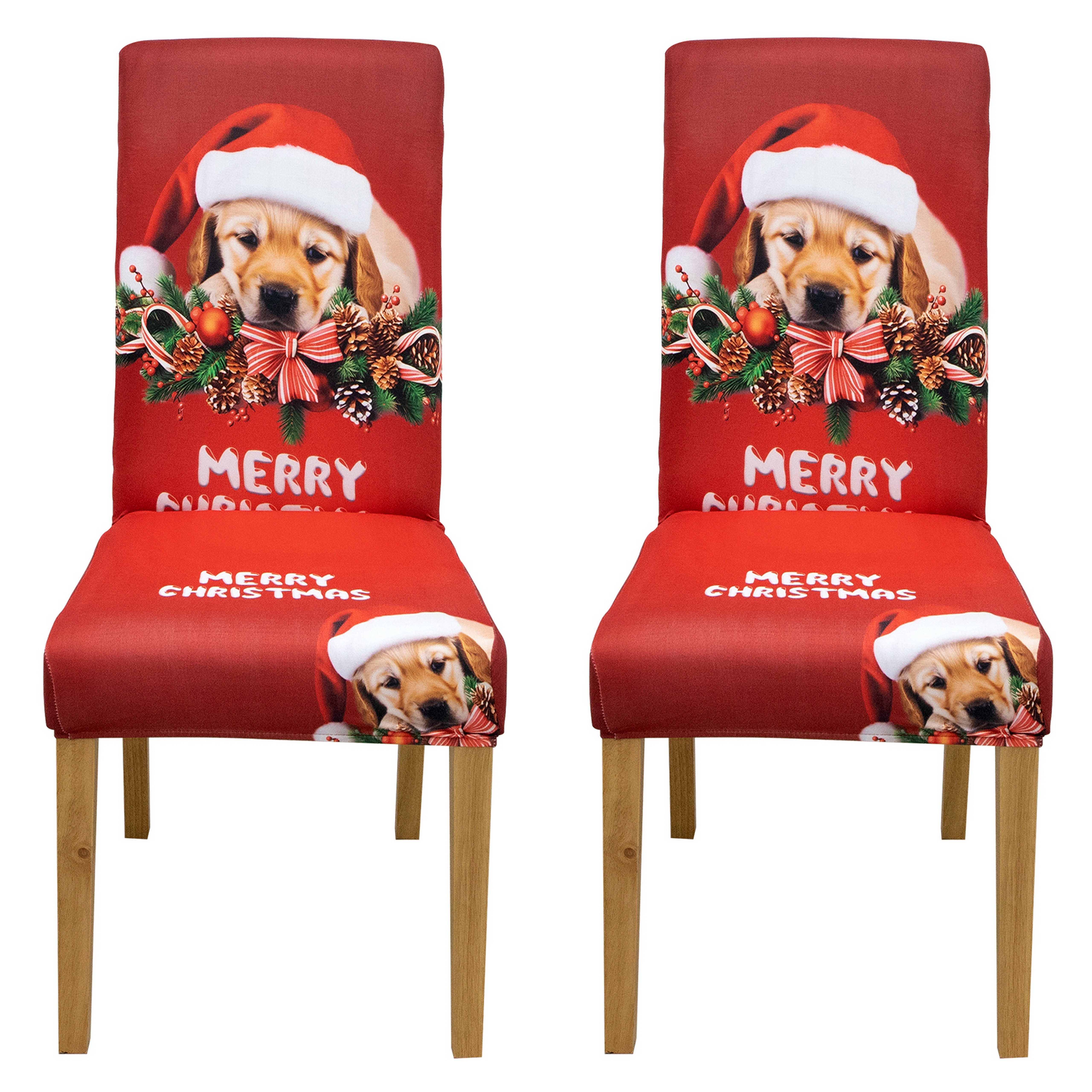 Qelus Stuhlhusse Stuhlhusse Stretch Stuhlhussen Weihnachtsmann Druck 2er/4e günstig online kaufen