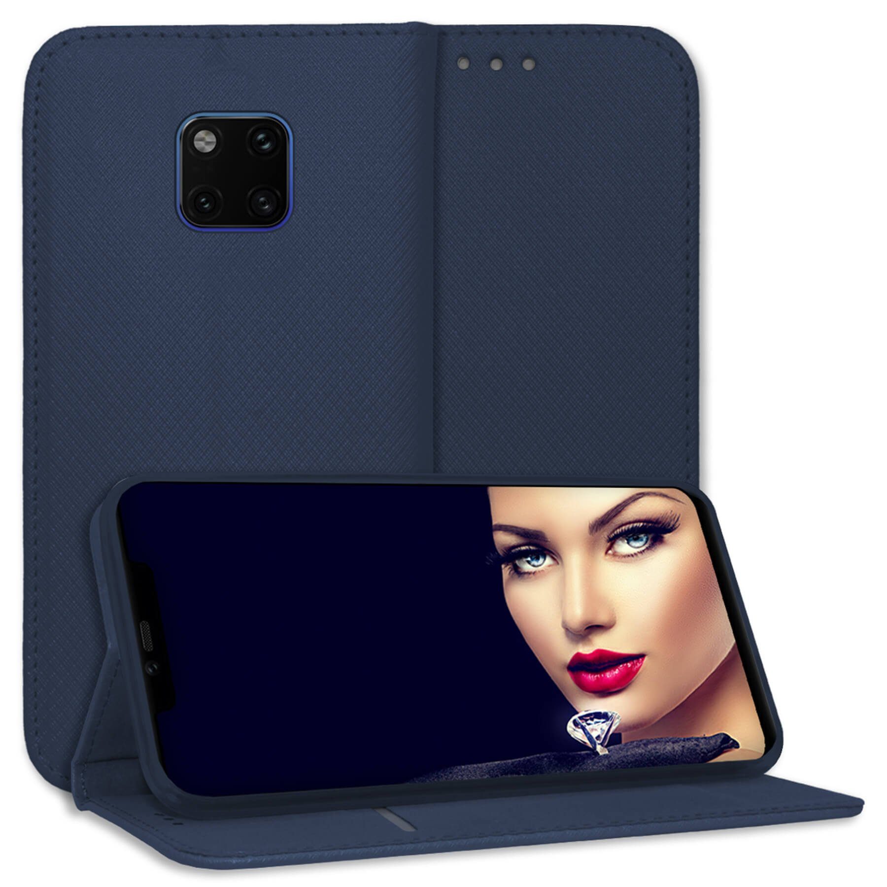 mtb more energy Smartphone-Hülle Smart Magnet für Huawei Mate 20 Pro, Blau, Bookstyle Klapphülle Cover Wallet Case aus Kunstleder