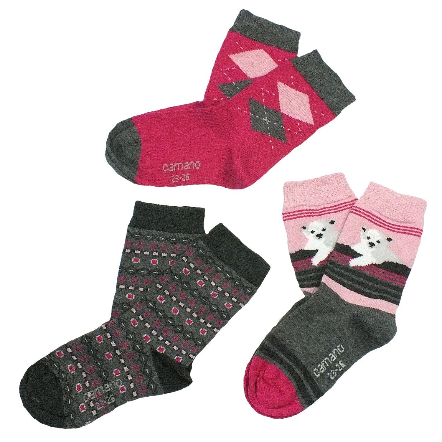 Camano Langsocken CA3821 (Packung, 3 Paar) Kinder Socken, Jungen & Mädchen mit Baumwolle, Kindersocken