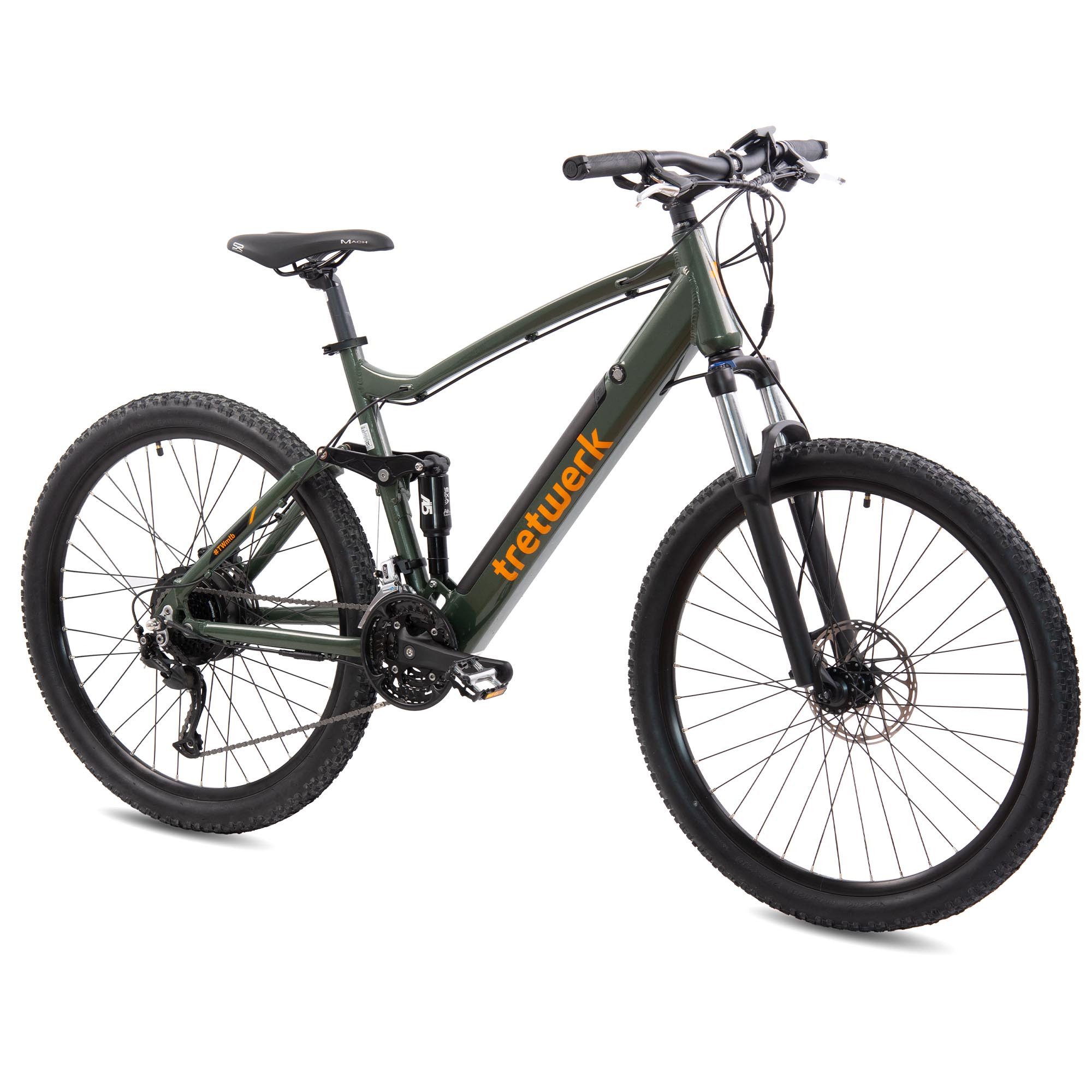 Tretwerk E-Bike Commander Fully, 27 Gang Shimano Alivio M3100 SGS Shadow Schaltwerk, Kettenschaltung, Heckmotor, Tretwerk Commander Fully E Bike Mountainbike 175-190cm 27,5" Pedelec