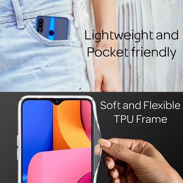 Nalia Smartphone-Hülle Samsung Galaxy A20s, Klare Transparente Hybrid Hülle / Silikon Rahmen / Harte Rückseite / Super Transparent / Vergilbungsfrei / Stoßfest / Kratzfest / Dünne Durchsichtige Schutzhülle / Hardcase Hardcover Etui Handy-Tasche Phone Bumper