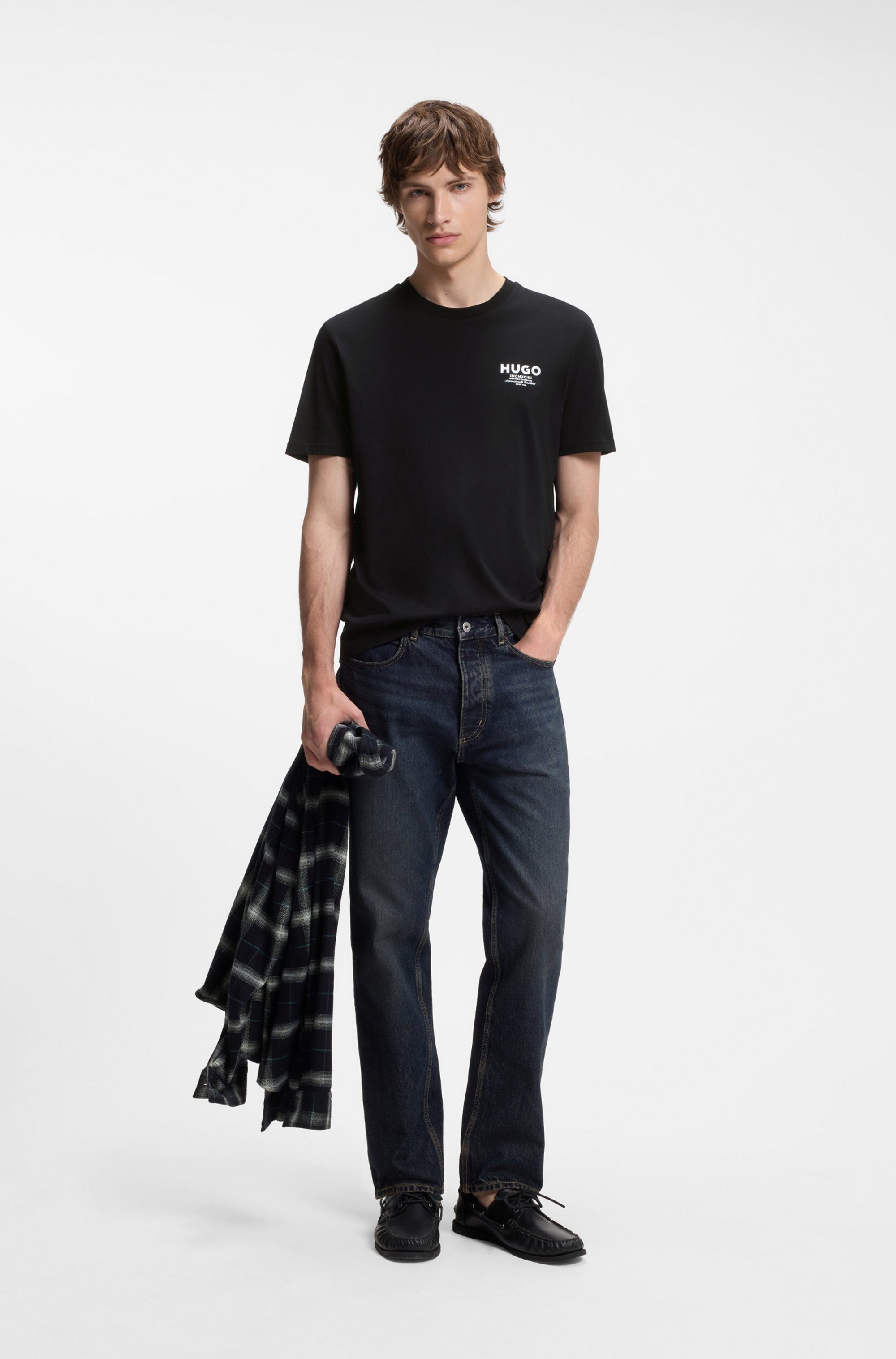 HUGO T-Shirt Nesptee Rundhalsausschnitt, Regular Fit, reine Baumwolle