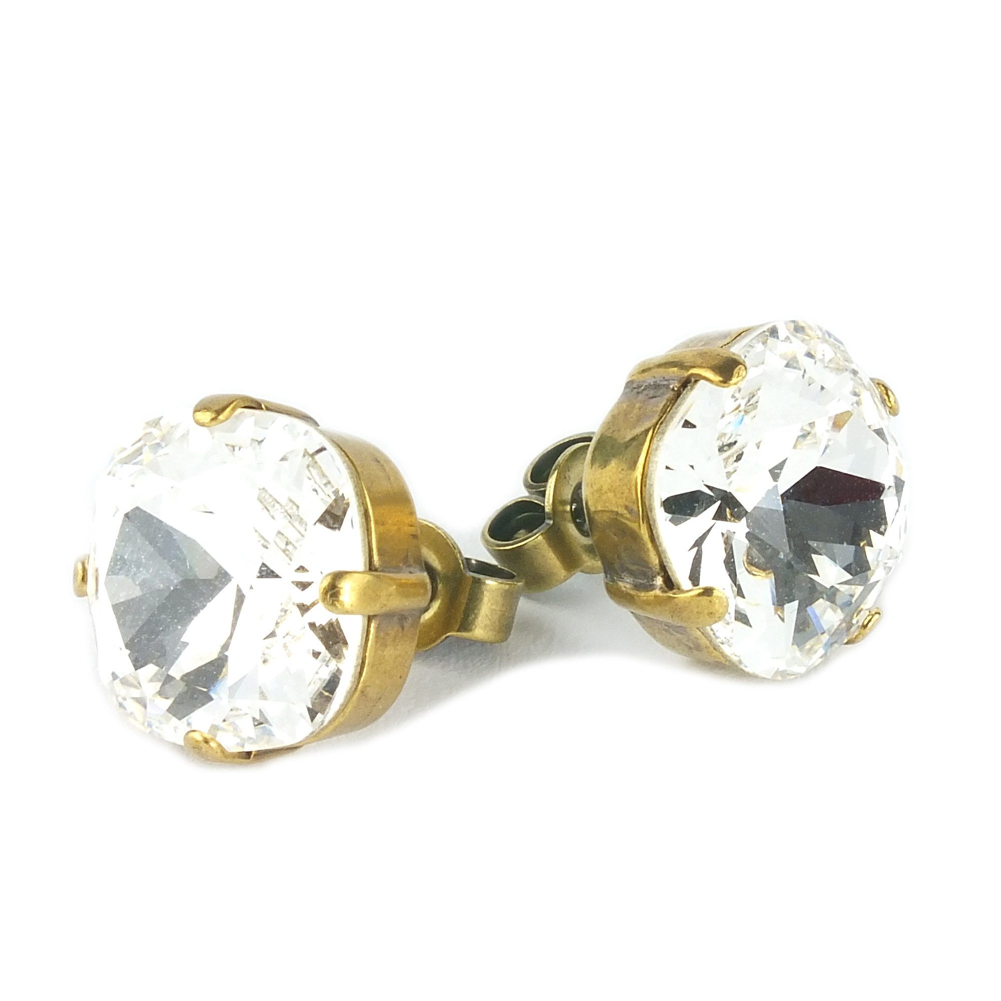 Krikor® Collection Paar Ohrstecker 3280 (Set, 2-tlg), Elegante Ohrstecker mit einem runden Stein, antik vergoldet