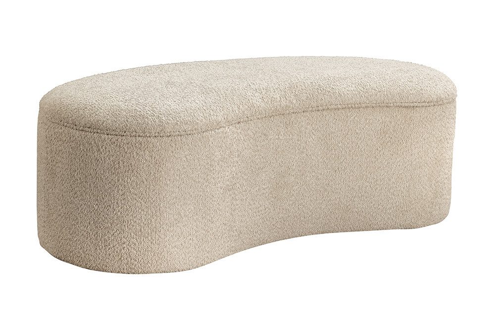 riess-ambiente Sitzbank ELEMENTAL 120cm champagner beige – Feinstrick Bouclé-Bezug, Stauraum (Einzelartikel, 1-St), bequeme Polsterbank aus Stoff mit Fach – ideal für Schlafzimmer & Flur