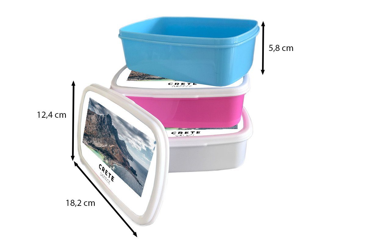 Lunchbox - Brotdose, Erwachsene, Brotbox MuchoWow für Kunststoff, und Berge Meer, - Kinder und weiß Kreta - Griechenland Mädchen Jungs (2-tlg), für