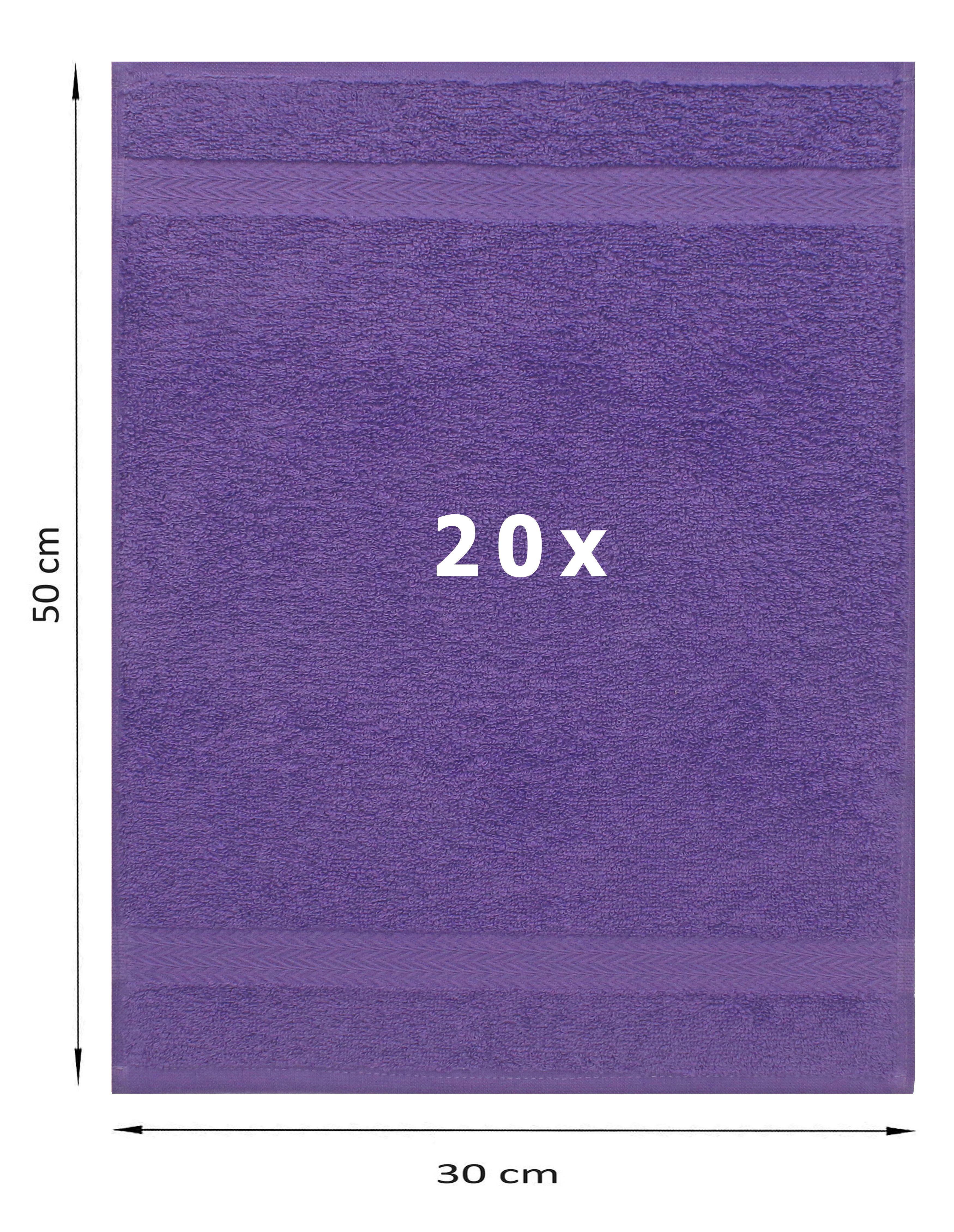 Betz Gästehandtücher 20 er Gästetuch-Set Premium 30x50 cm Farbe lila, 100% Baumwolle