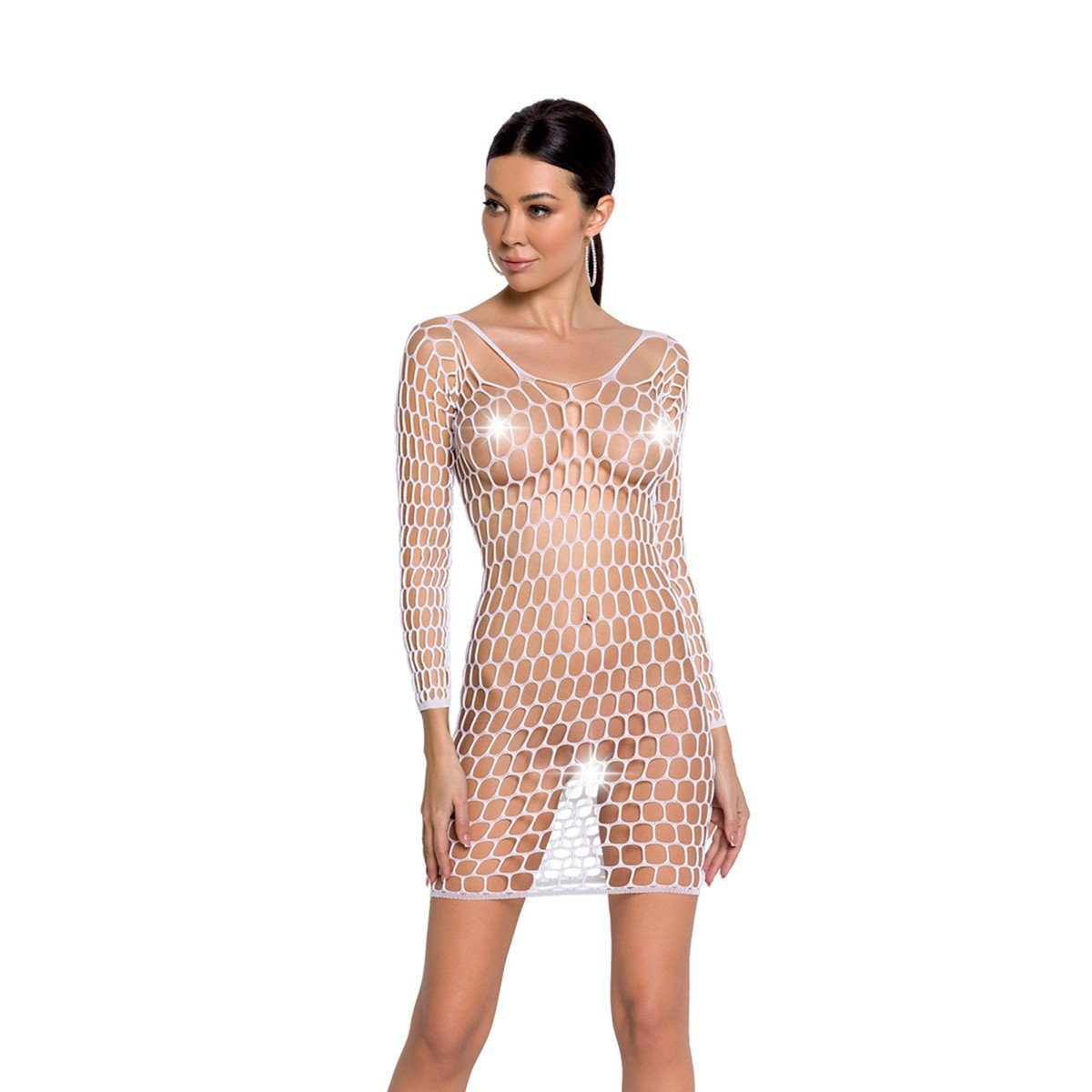 Passion-Exklusiv Netzkleid PE BS093 dress white - (S/L)