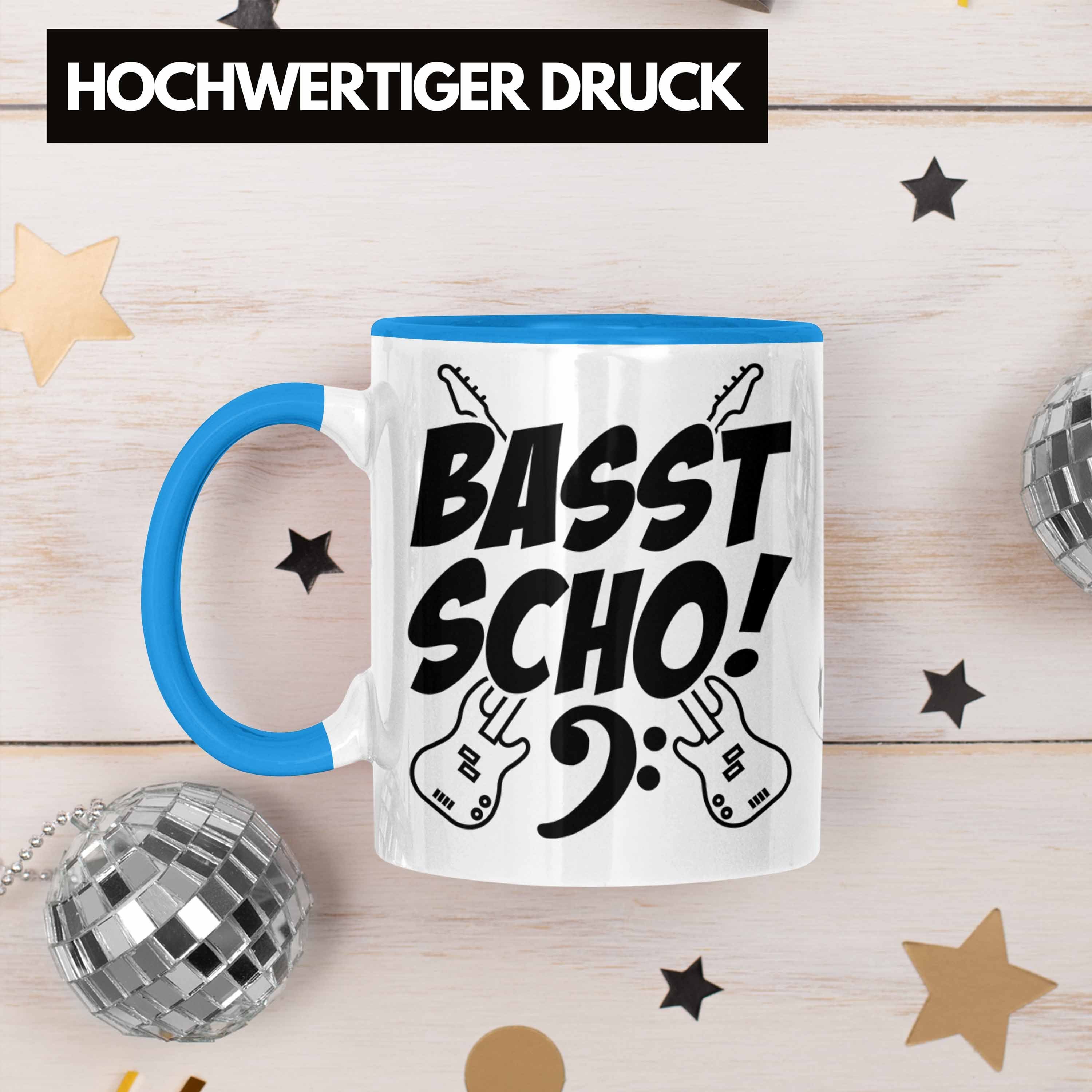 Tasse Blau Bassist Geschenkidee Geschenk Bass-Spieler Basst S Trendation Kaffee-Becher Tasse