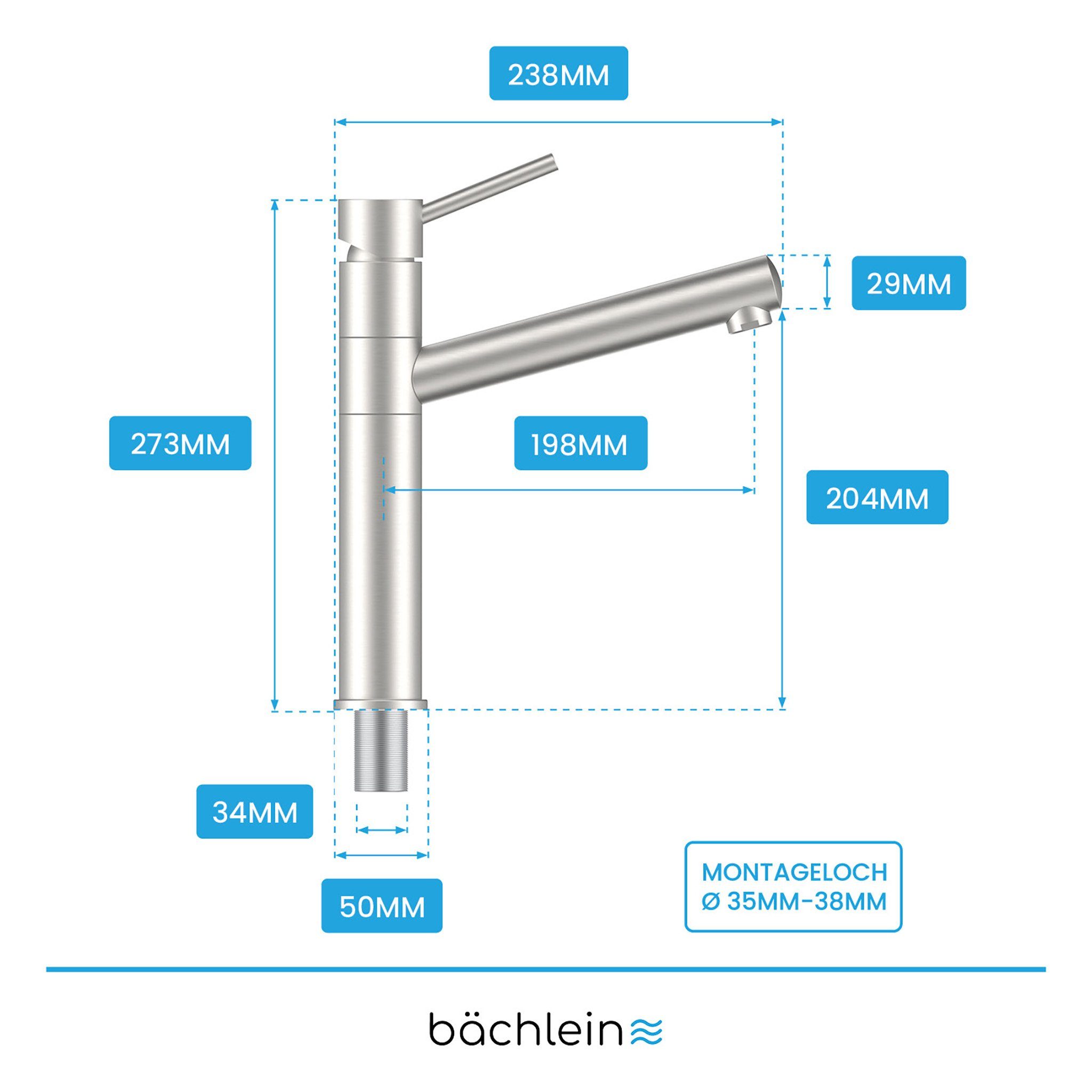 Bächlein Miro Spültischarmatur Küchenarmatur Edelsthal gebürstet