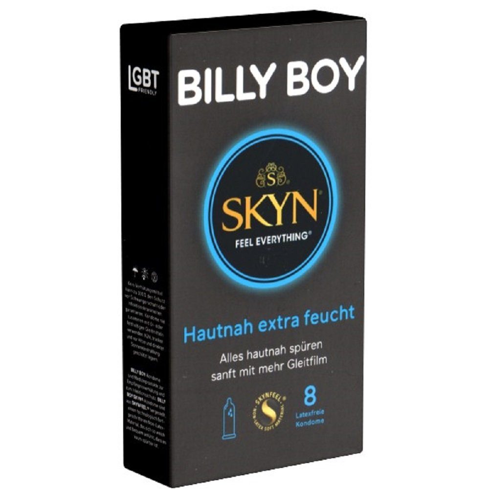 Billy Boy Kondome SKYN Hautnah Extra Feucht - extrafeuchte Kondome aus Polyisopren, Packung mit, 8 St., Kondome mit extra Gleitfilm, latexfreie Kondome mit viel Gleitgel