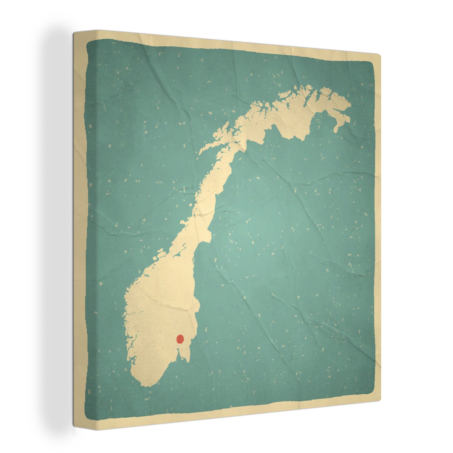 OneMillionCanvasses® Leinwandbild Illustration von Norwegen vor einem azurblauen Hintergrund., (1 St), Leinwand Bilder für Wohnzimmer Schlafzimmer