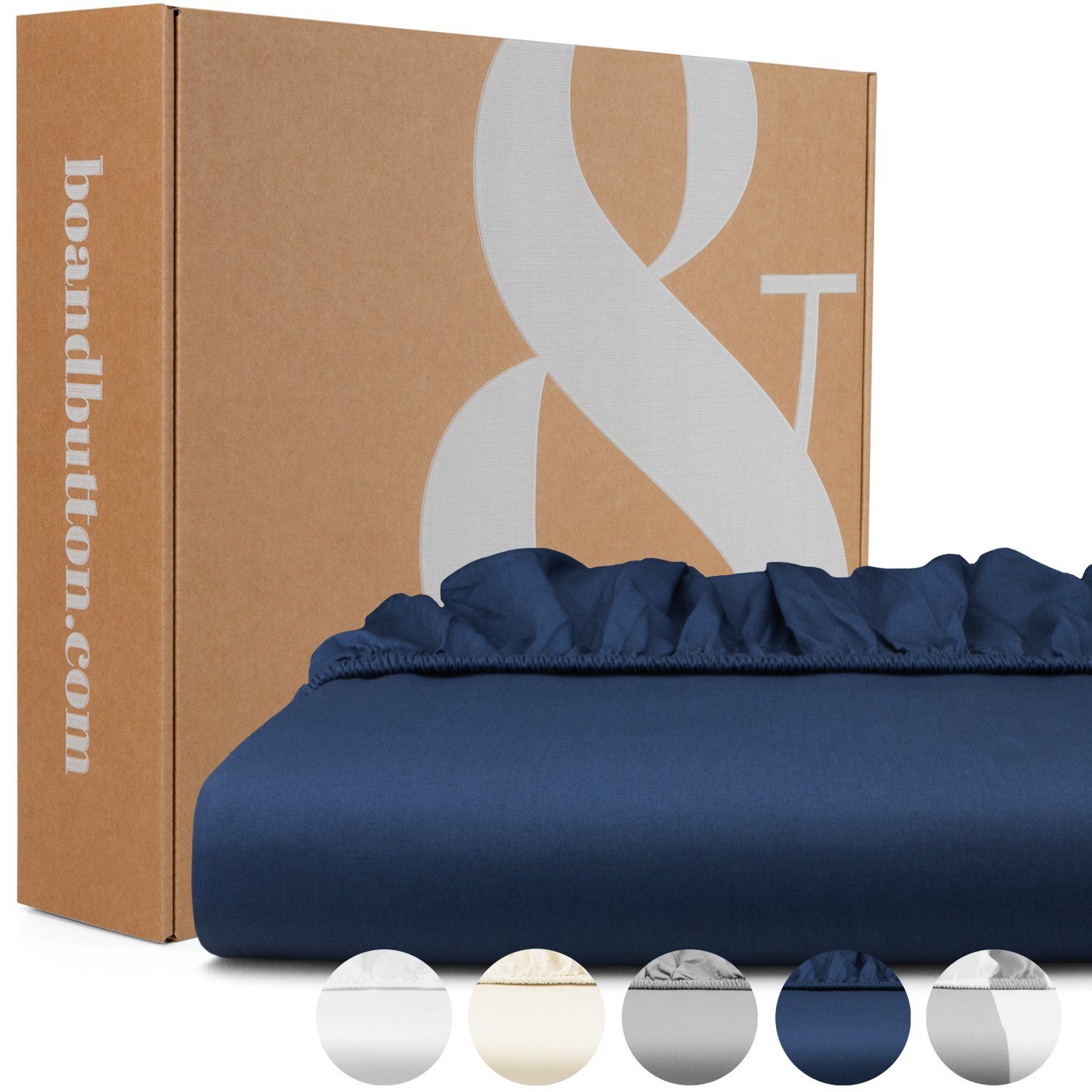 bo&button Spannbettlaken Mako Satin, Mako-Satin, Gummizug: rundum, (1 Stück), Bio Luxusqualität - ALLE GRÖßEN für Matratzen & Boxspringbett Topper