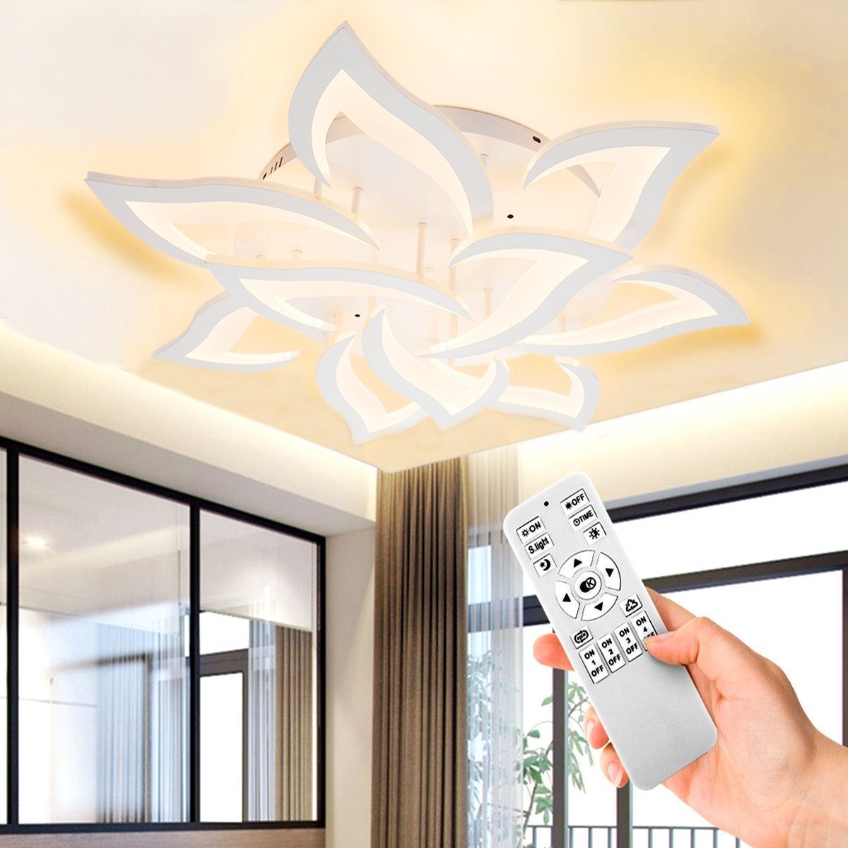 oyajia Deckenleuchte 72W Blumenförmiges LED Deckenleuchte Dimmbar, 10 Köpfe Deckenlampe, LED fest integriert, Warmweiß, Naturweiß, Kaltweiß, Wohnzimmer LED Deckenlampe, Deckenleuchte Esstisch Schlafzimmerlampe
